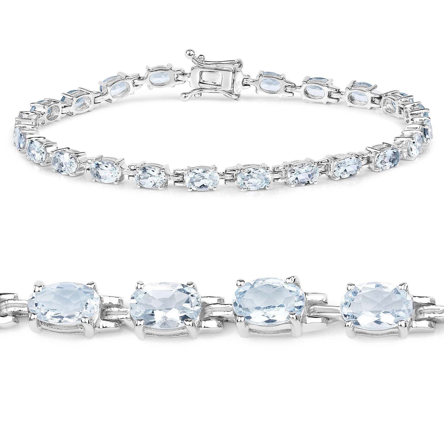 8.80 Carat Genuine Aquamarine .925 Sterling Silver Bracelet on sale at MyriadMart
