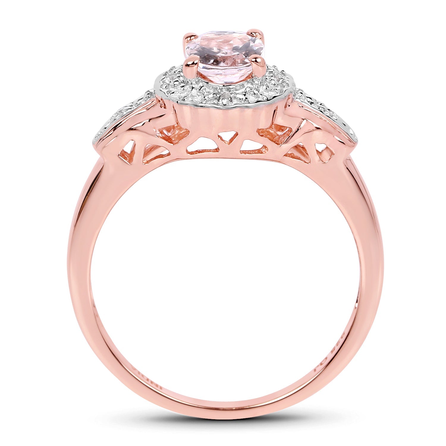 14K Rose Gold Plated 0.73 Carat Genuine Morganite & White Topaz .925 Sterling Silver Ring on sale at MyriadMart