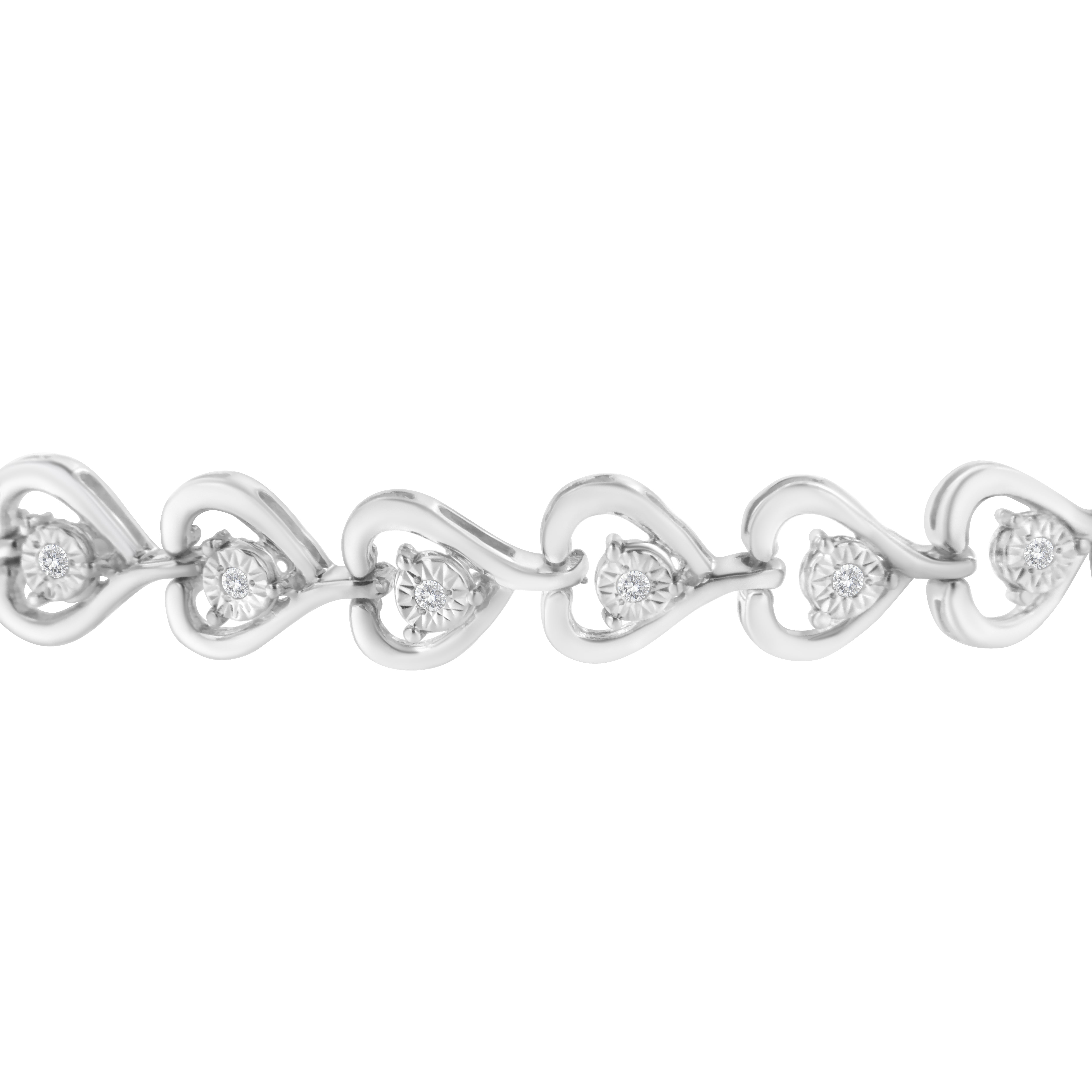 Sterling Silver Diamond Woven Heart Bolo Bracelet 0.1 cttw, H-I Color, I2-I3 Clarity on sale at MyriadMart