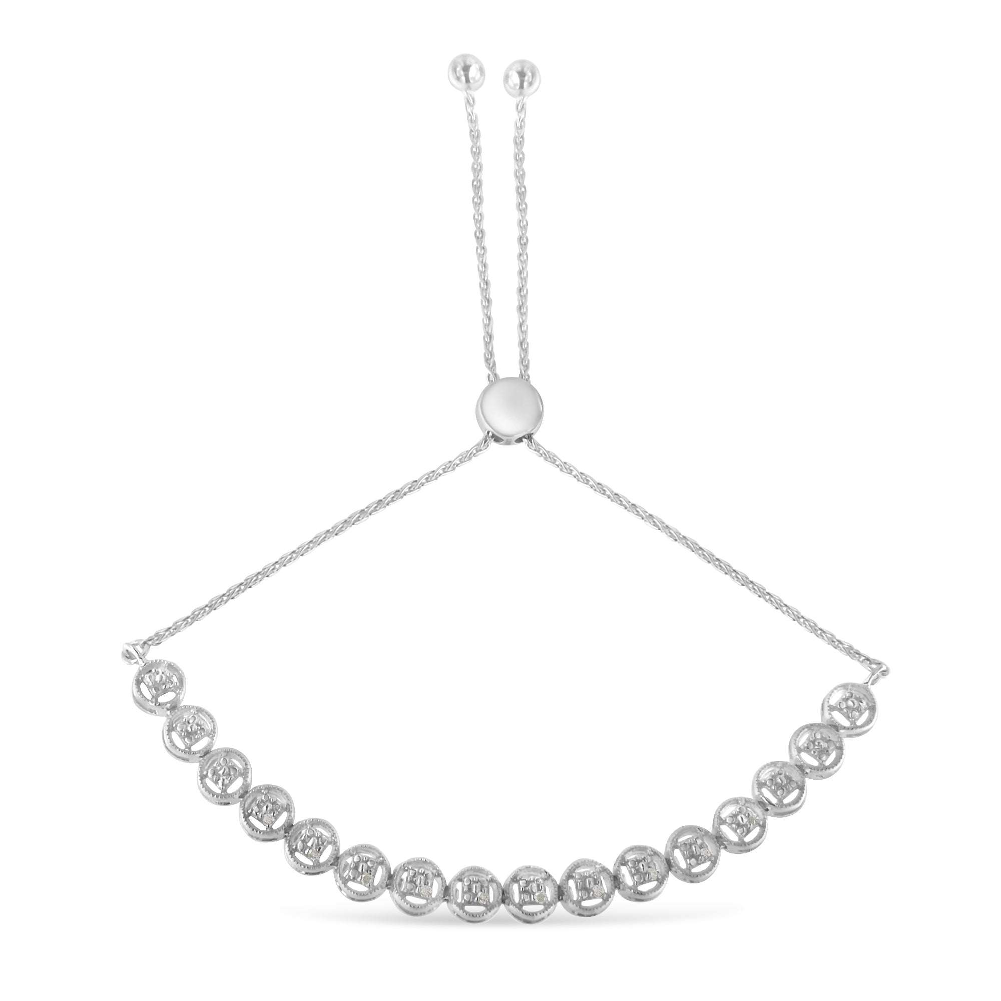 .925 Sterling Silver 1/10 Cttw Round Diamond Bolo Bracelet I-J Color, I3 Clarity on sale at MyriadMart