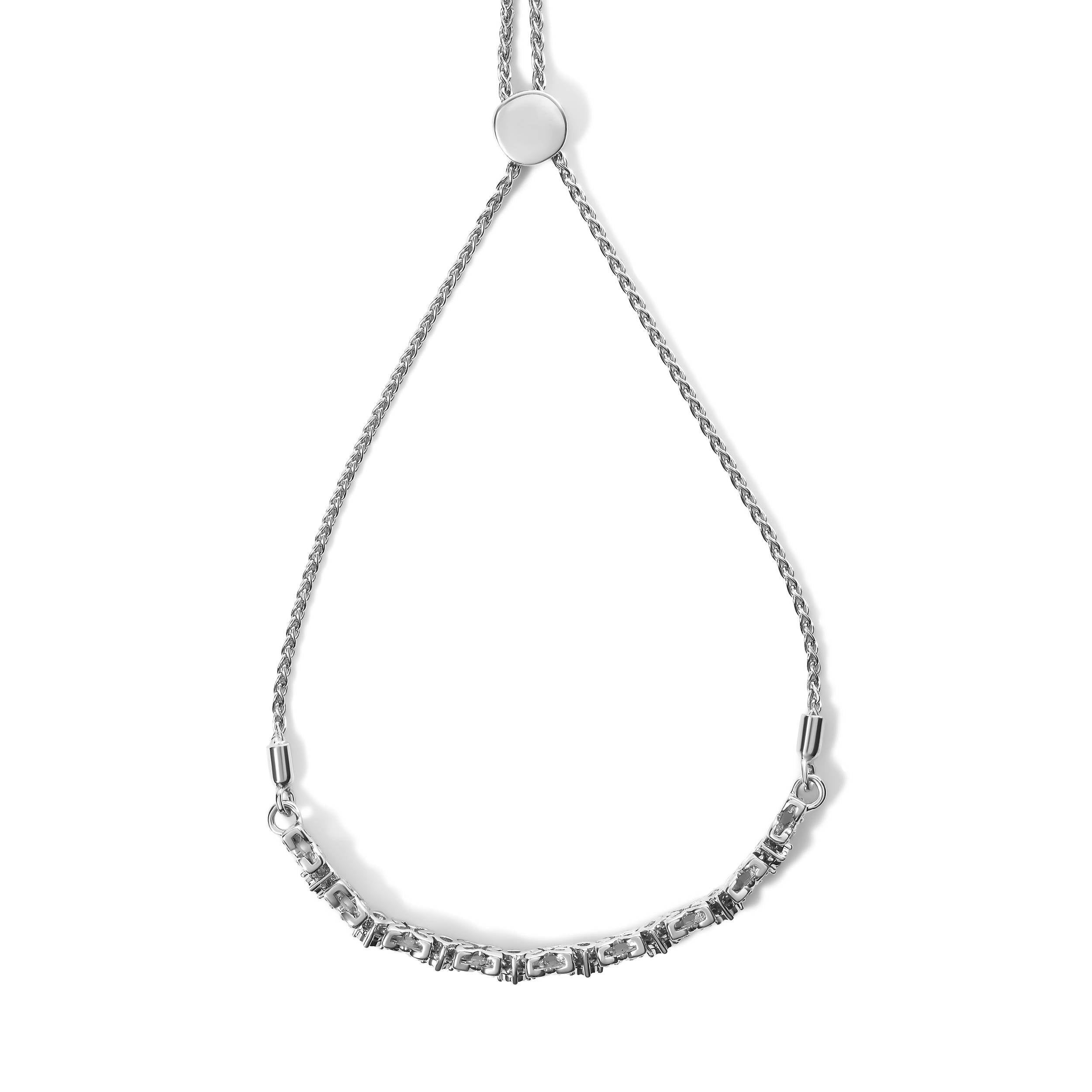.925 Sterling Silver 1/4 Cttw Diamond Marquise Shaped Link 4"-10" Adjustable Bolo Bracelet I-J Color, I1-I2 Clarity on sale at MyriadMart