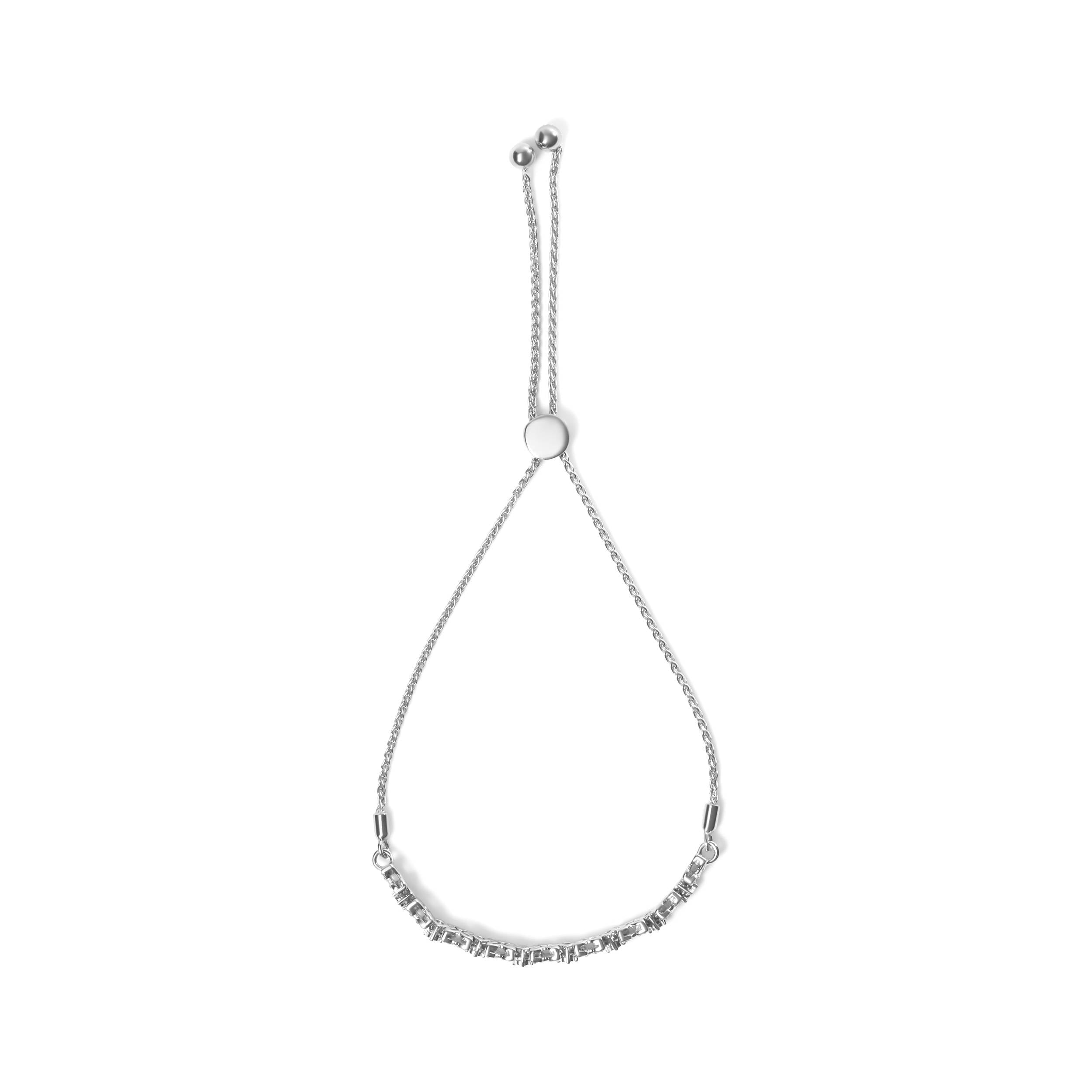 .925 Sterling Silver 1/4 Cttw Diamond Marquise Shaped Link 4"-10" Adjustable Bolo Bracelet I-J Color, I1-I2 Clarity on sale at MyriadMart