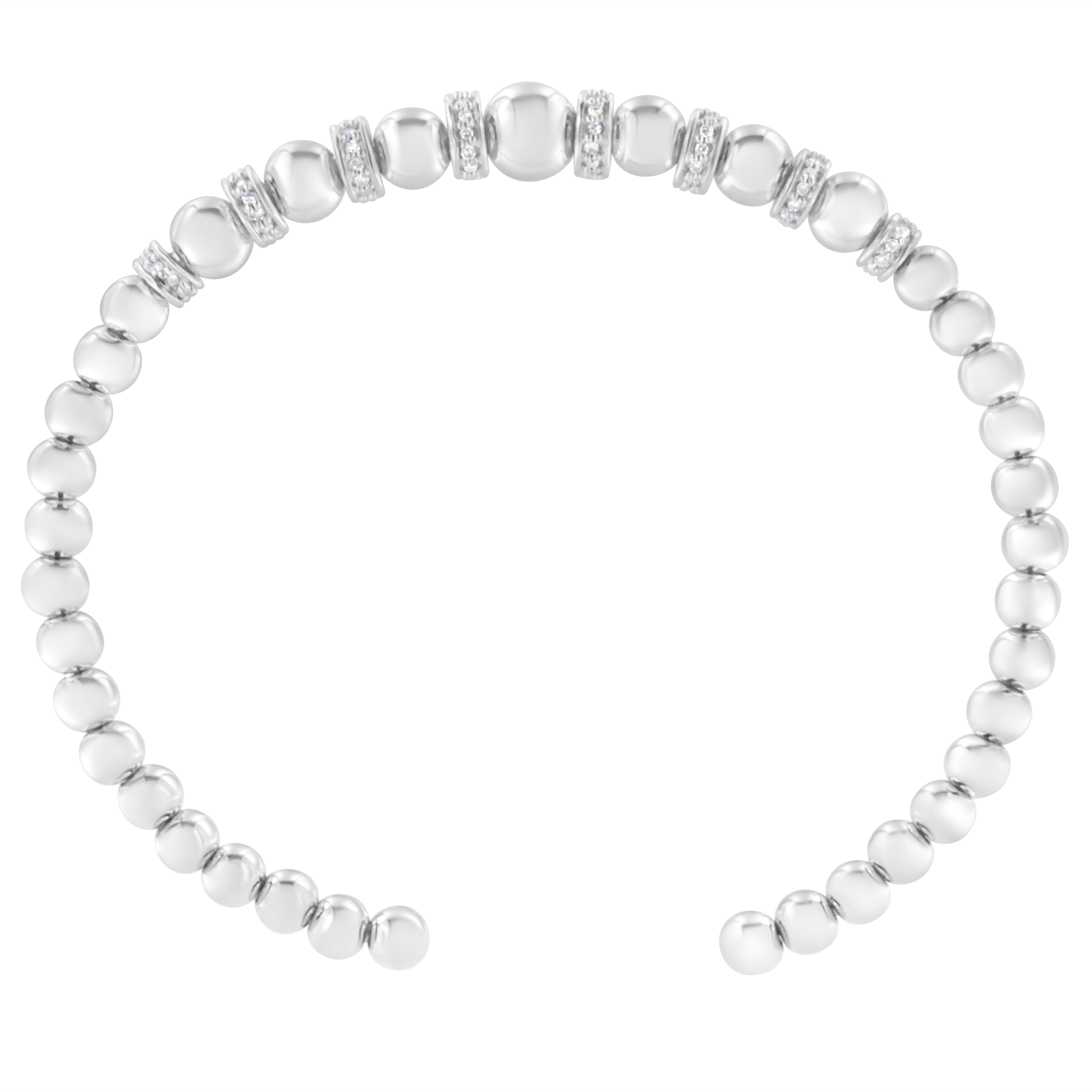 .925 Sterling Silver 1/4 Cttw Diamond Rondelle Graduated Ball Bead Cuff Bangle Bracelet I-J color, I2-I3 clarity - Fits wrists up to 7 1/2 inches on sale at MyriadMart