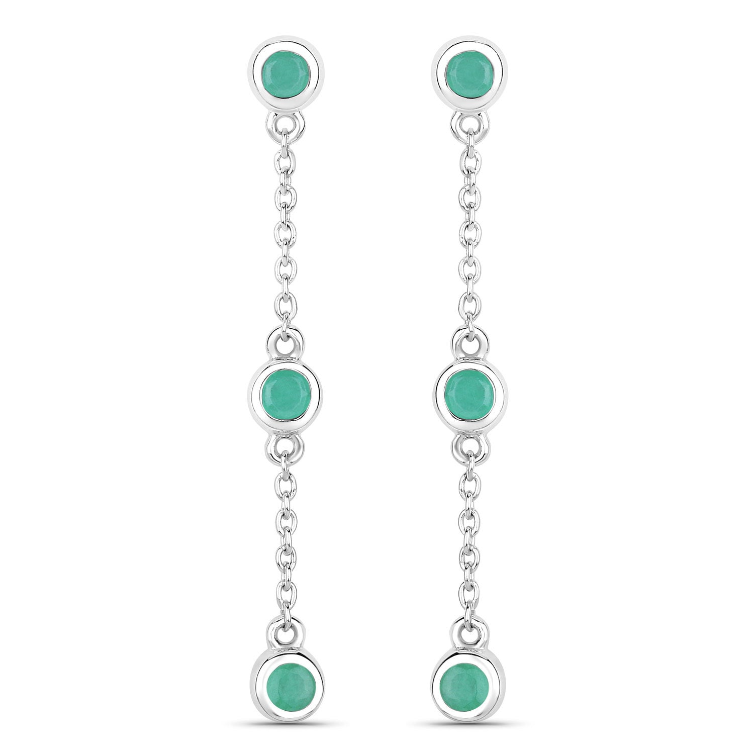 0.60 Carat Genuine Emerald .925 Sterling Silver Earrings on sale at MyriadMart