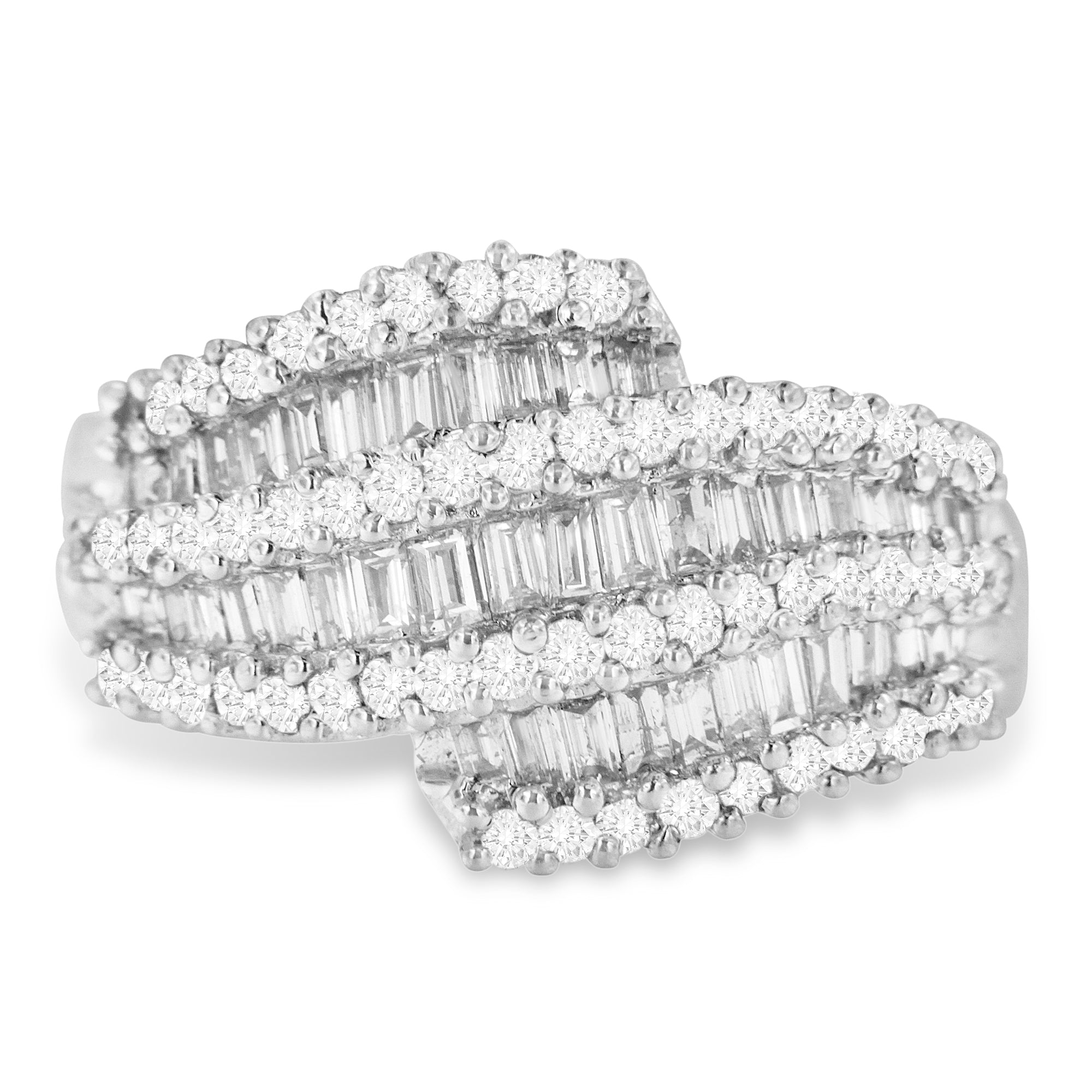 14K White Gold Diamond Cocktail Ring Band 1 3/4 Cttw, H-I Color, SI2-I1 Clarity - Size 6-1/2 on sale at MyriadMart