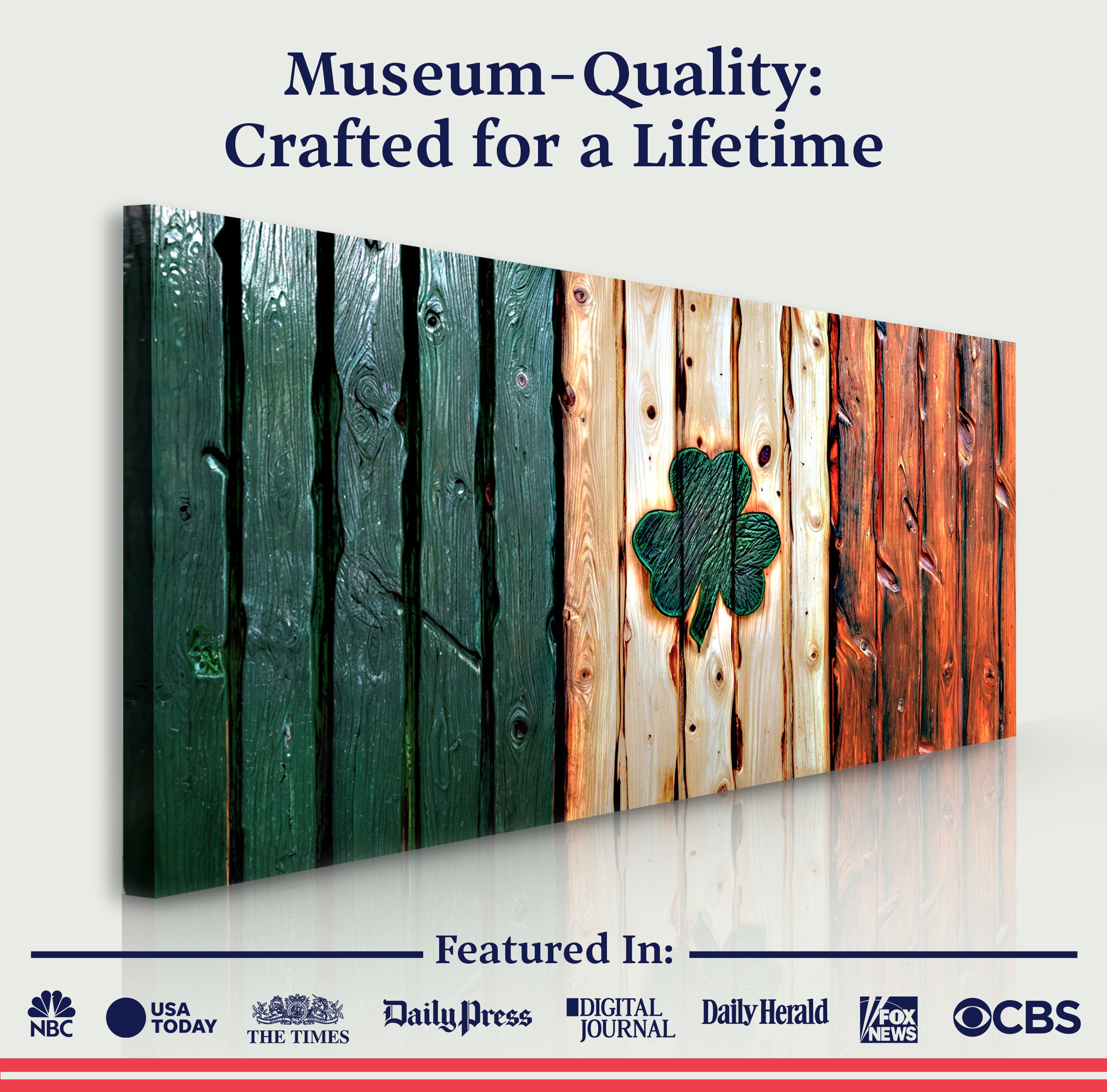 Irish Shamrock Glory Wooden Flag Wall Art on sale at MyriadMart