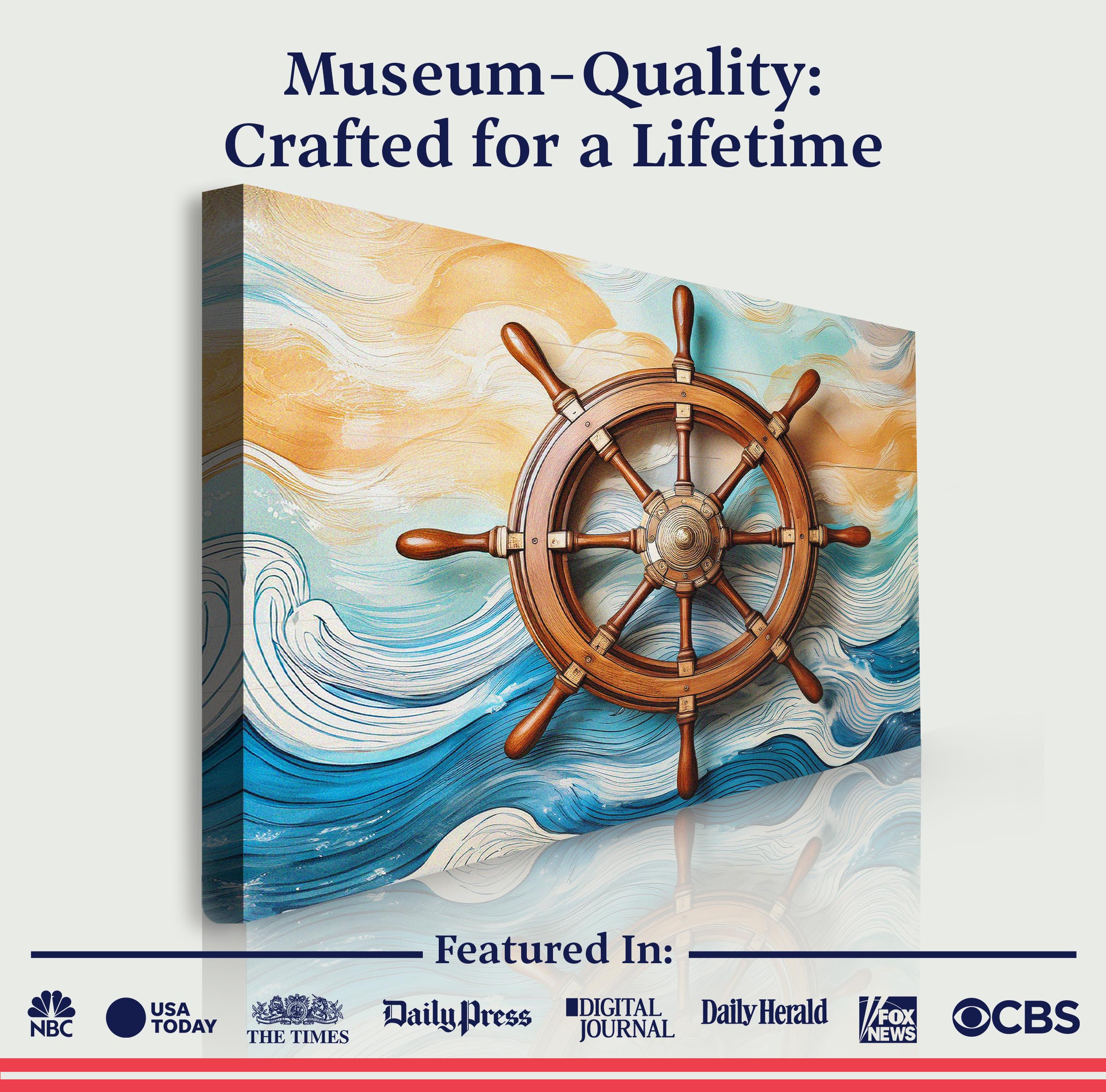 Sailboat Ship Wheel Coastal Wall Art II on sale at MyriadMart