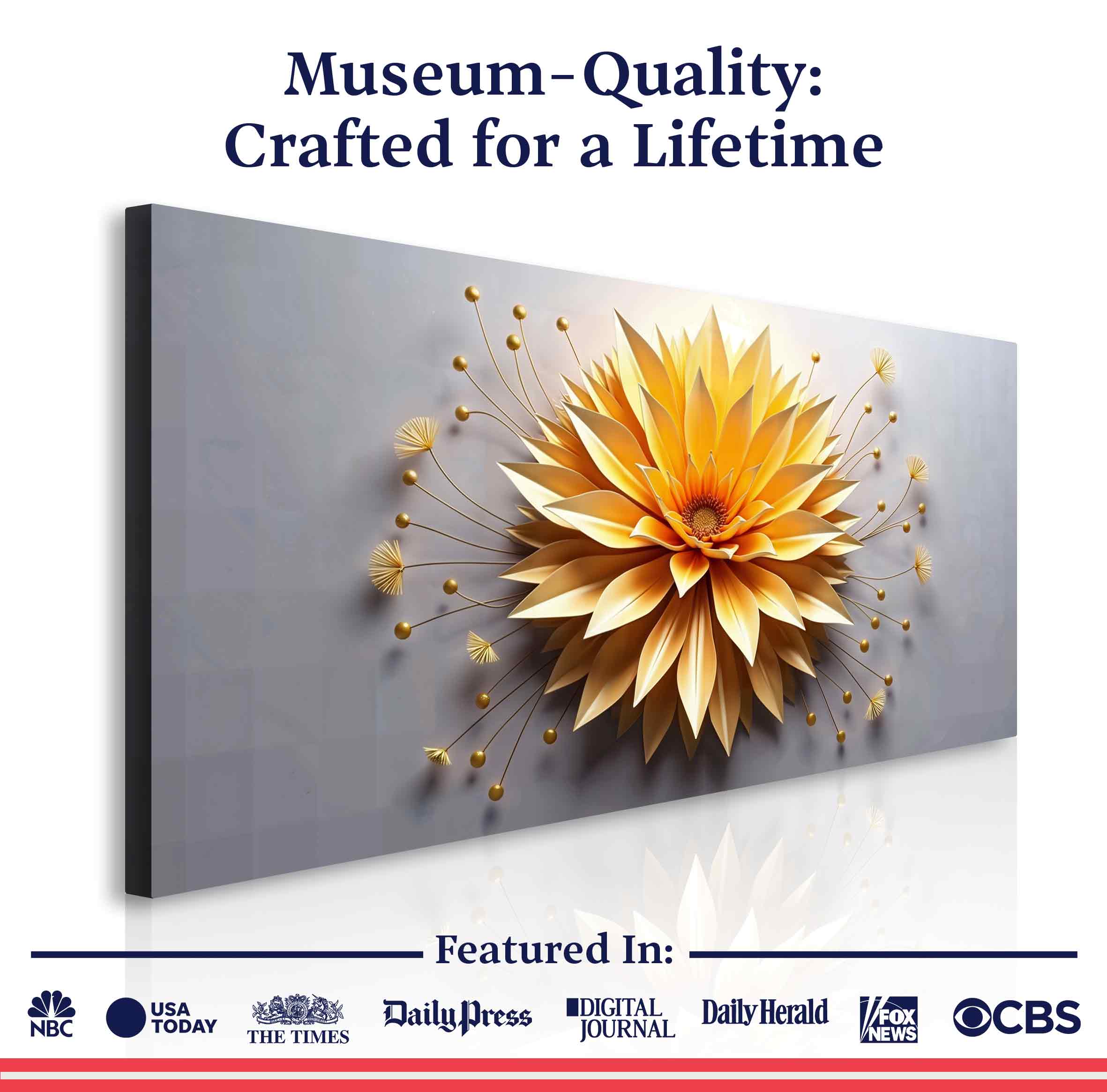 Golden Dandelion Minimalist Abstract Wall Art on sale at MyriadMart