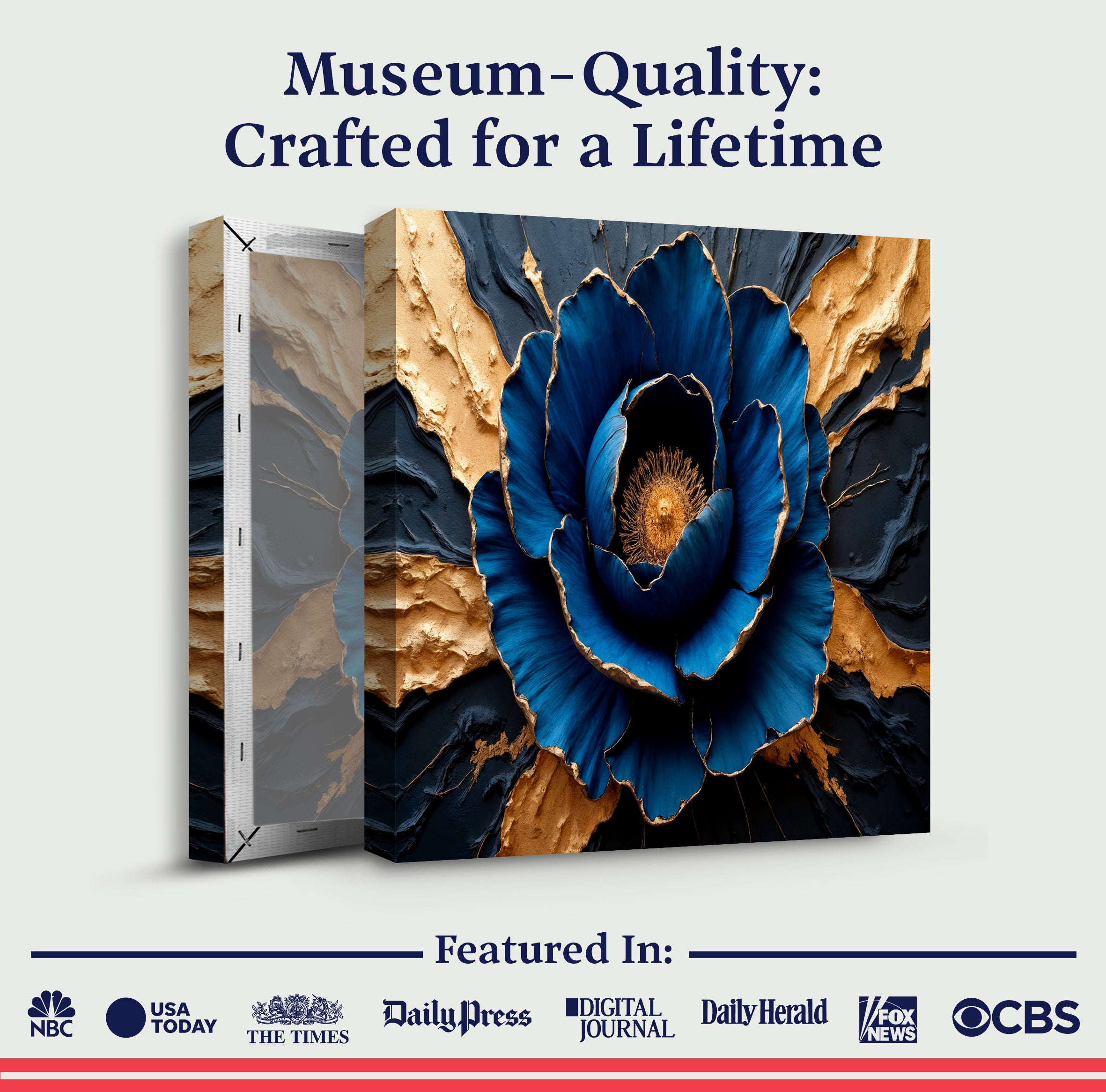 Sapphire Bloom Impasto Wall Art on sale at MyriadMart