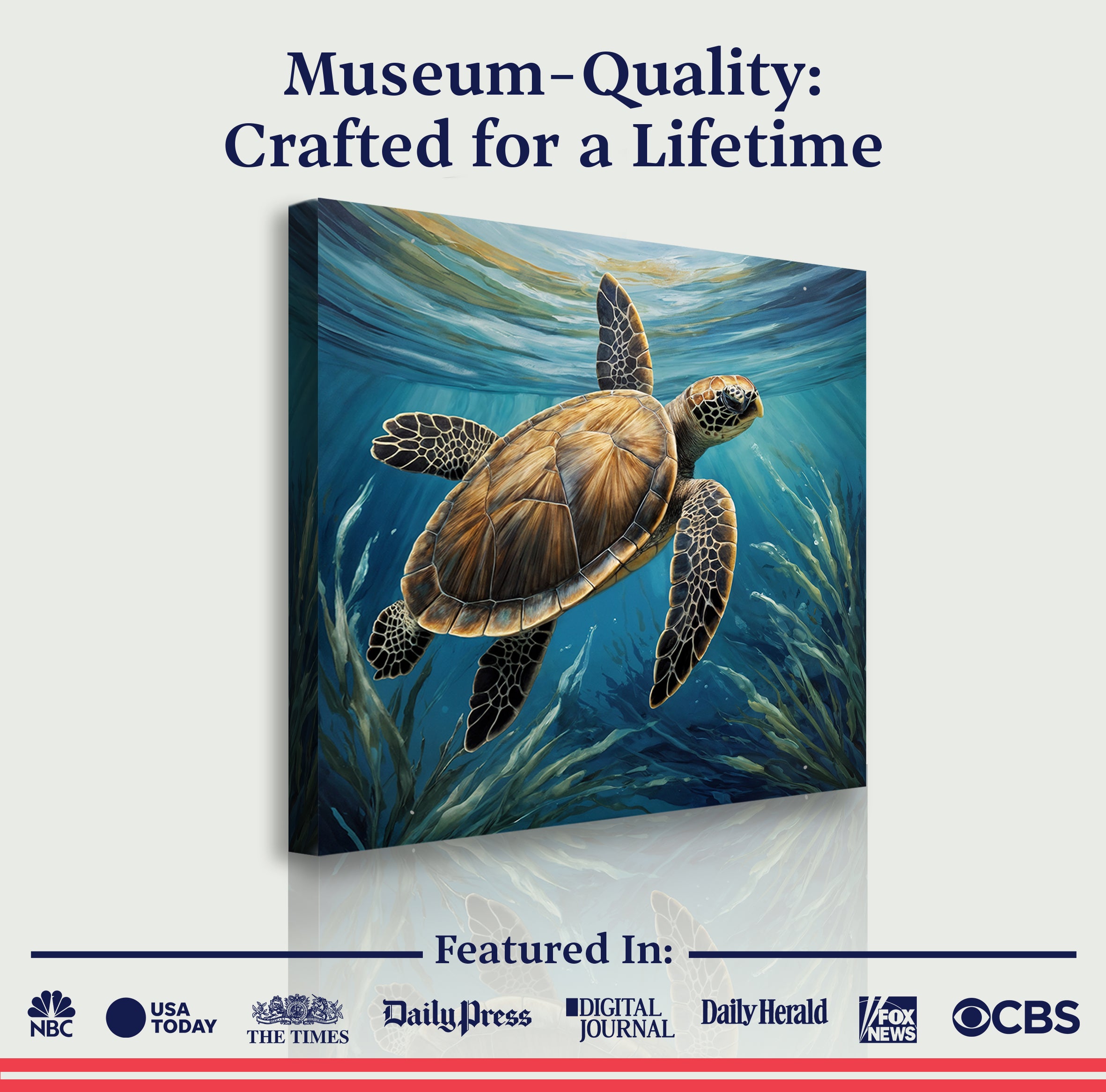 Turtle In Seagrass Coastal Wall Art on sale at MyriadMart