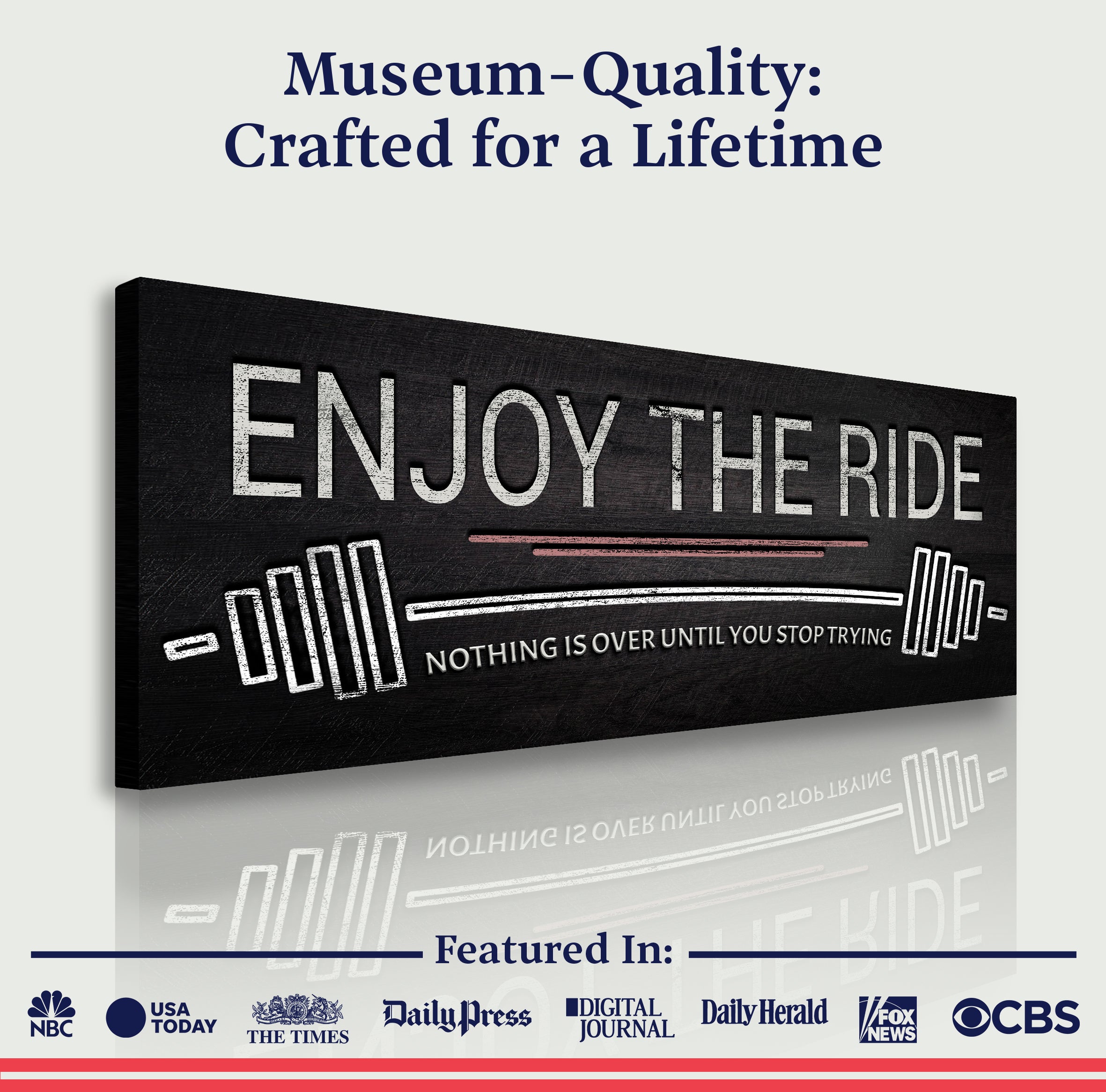 Enjoy The Ride Gym Sign on sale at MyriadMart