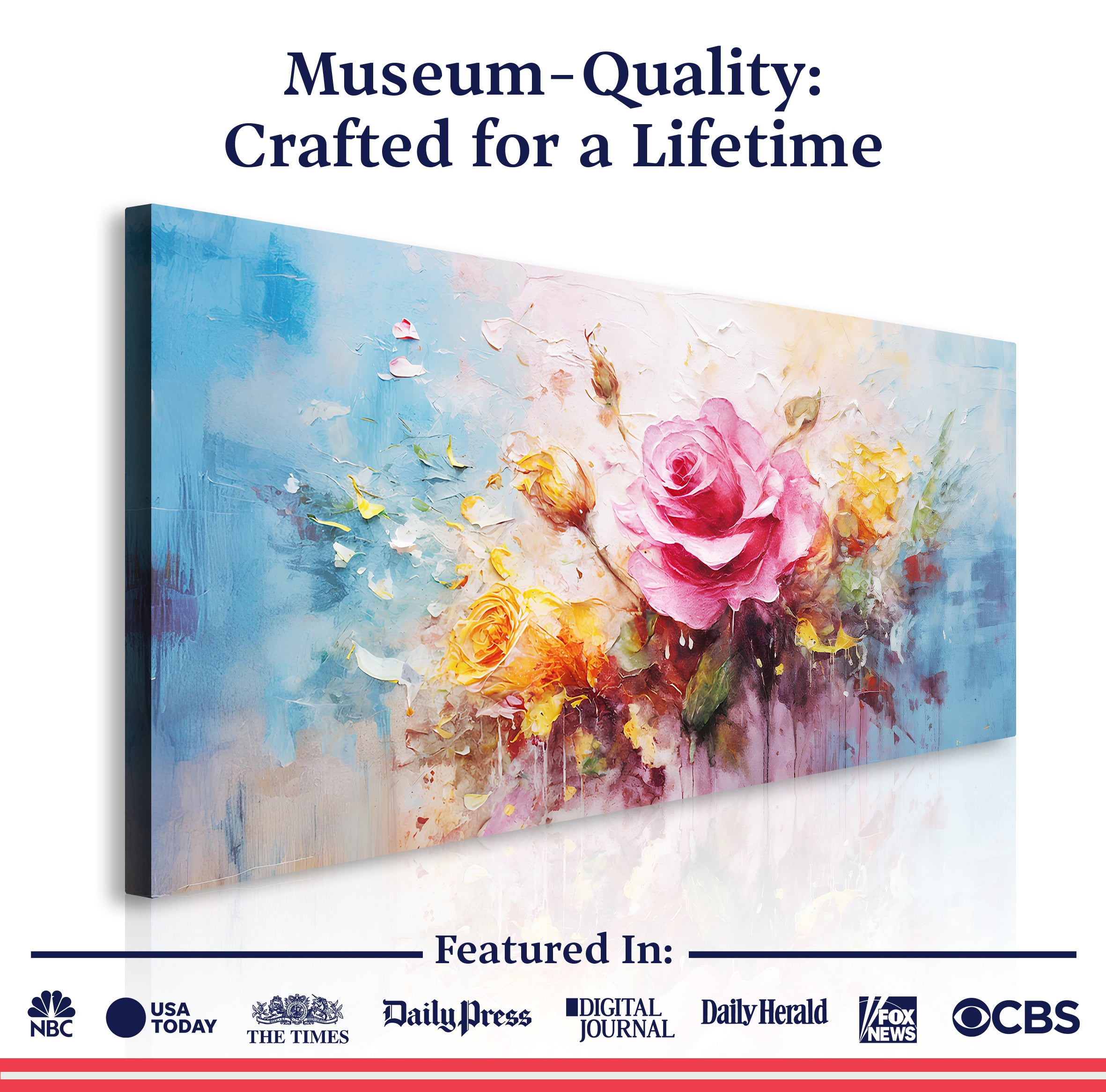 Rose Flower Impasto Wall Art on sale at MyriadMart