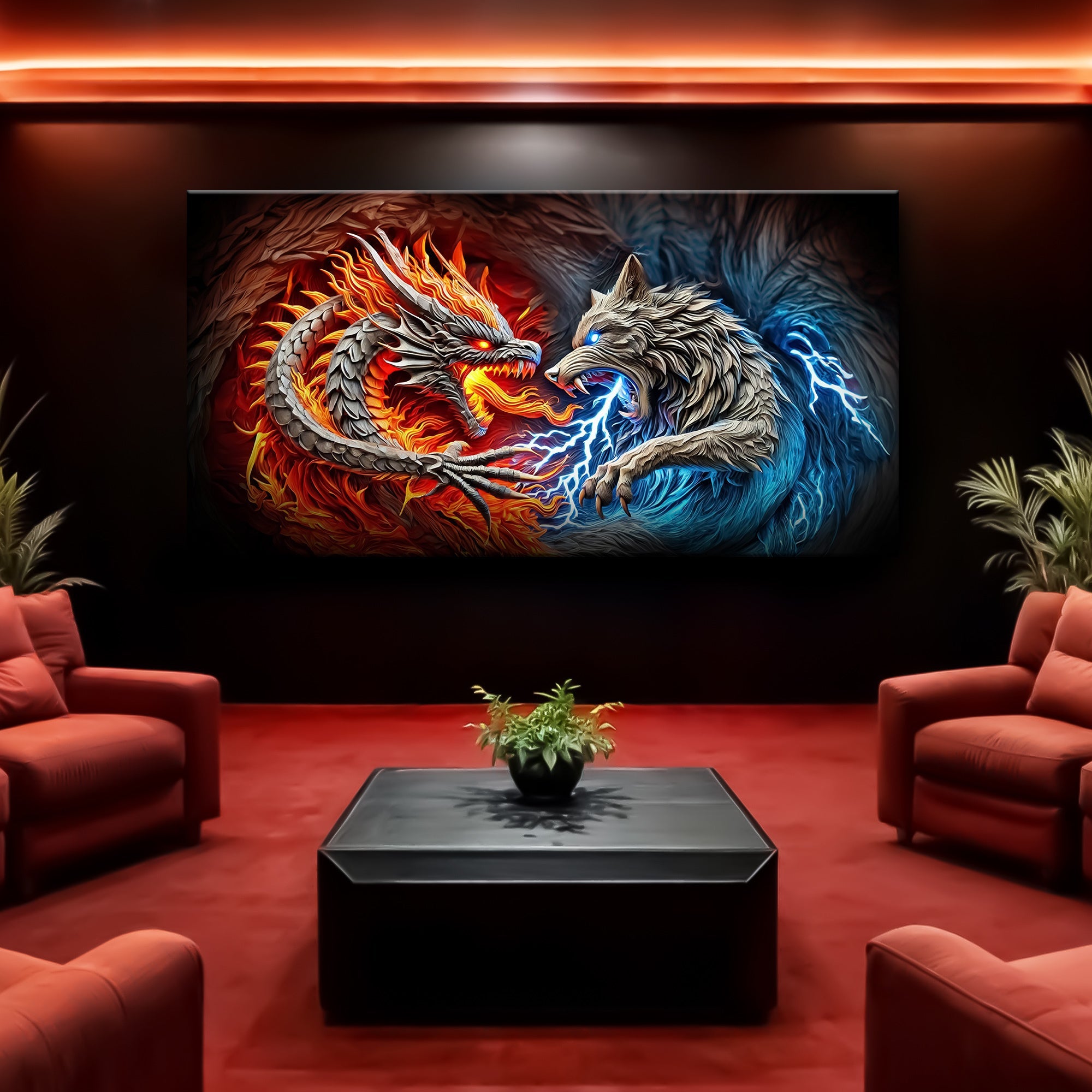 3D Dragon and Wolf Wall Art II on sale at MyriadMart