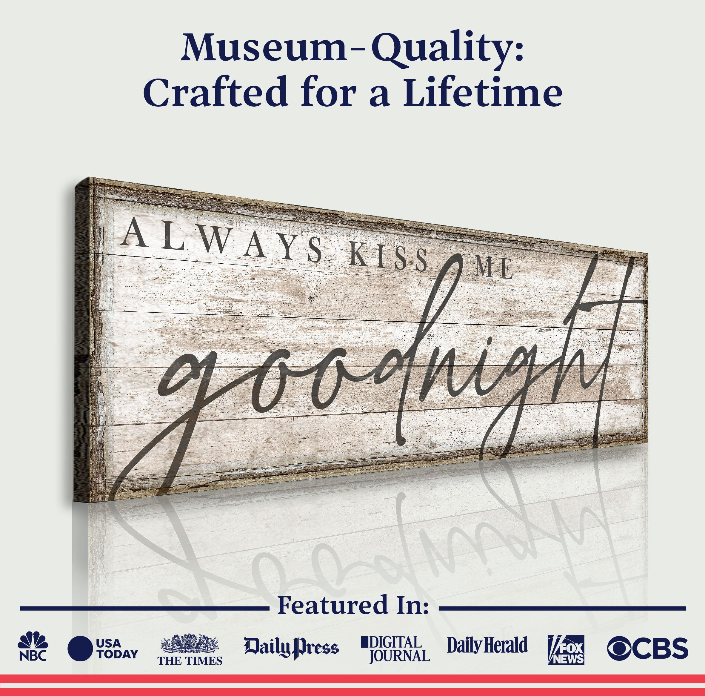 Always Kiss Me Goodnight Bedroom Sign II on sale at MyriadMart