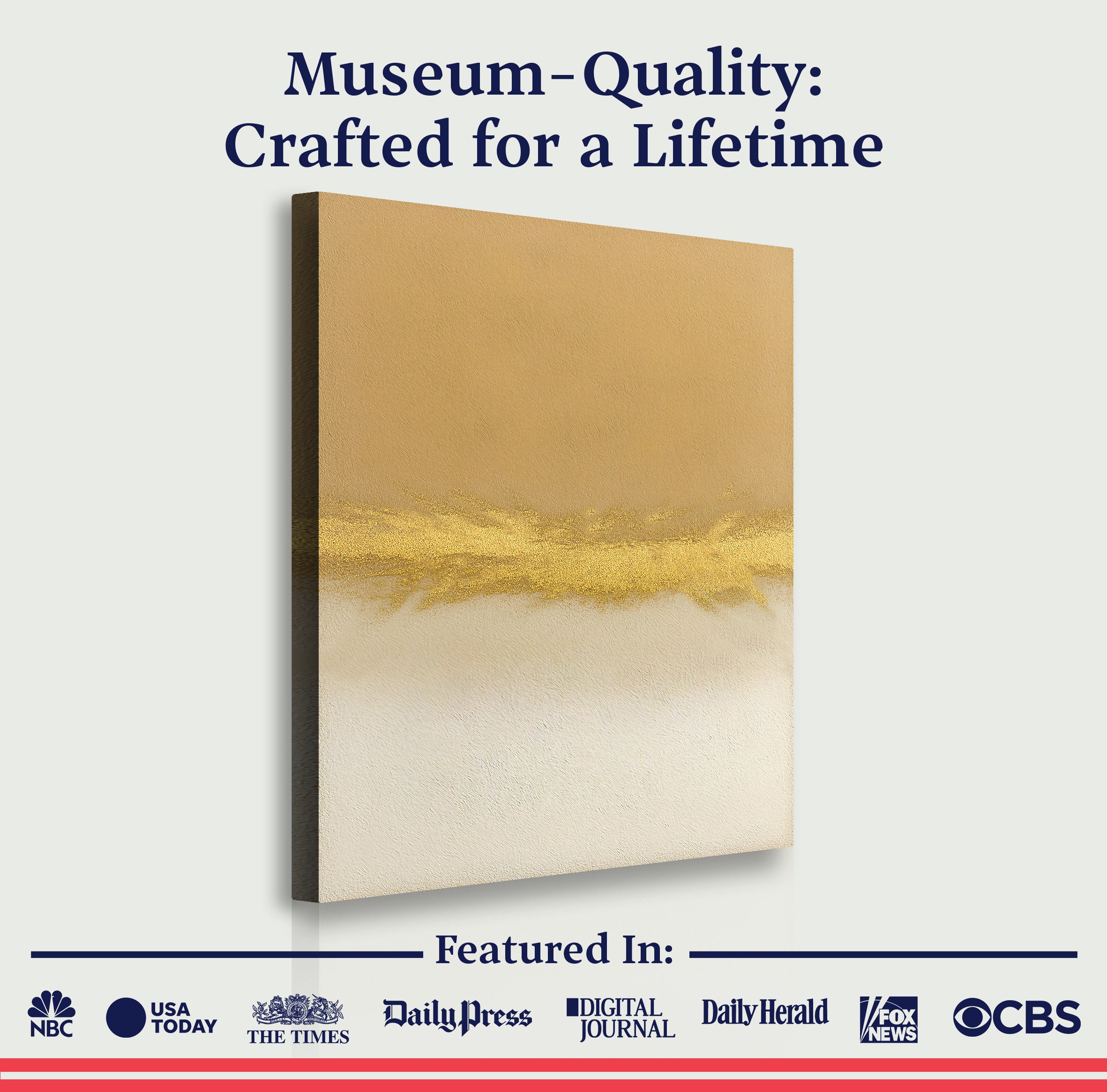 Minimalist White And Gold Wall Art on sale at MyriadMart