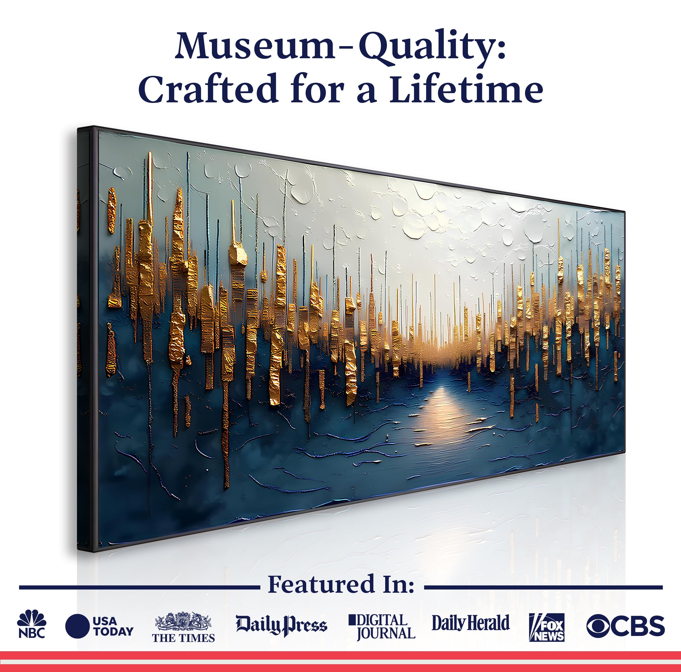 Golden Forest Reflection Abstract Impasto Wall Art on sale at MyriadMart