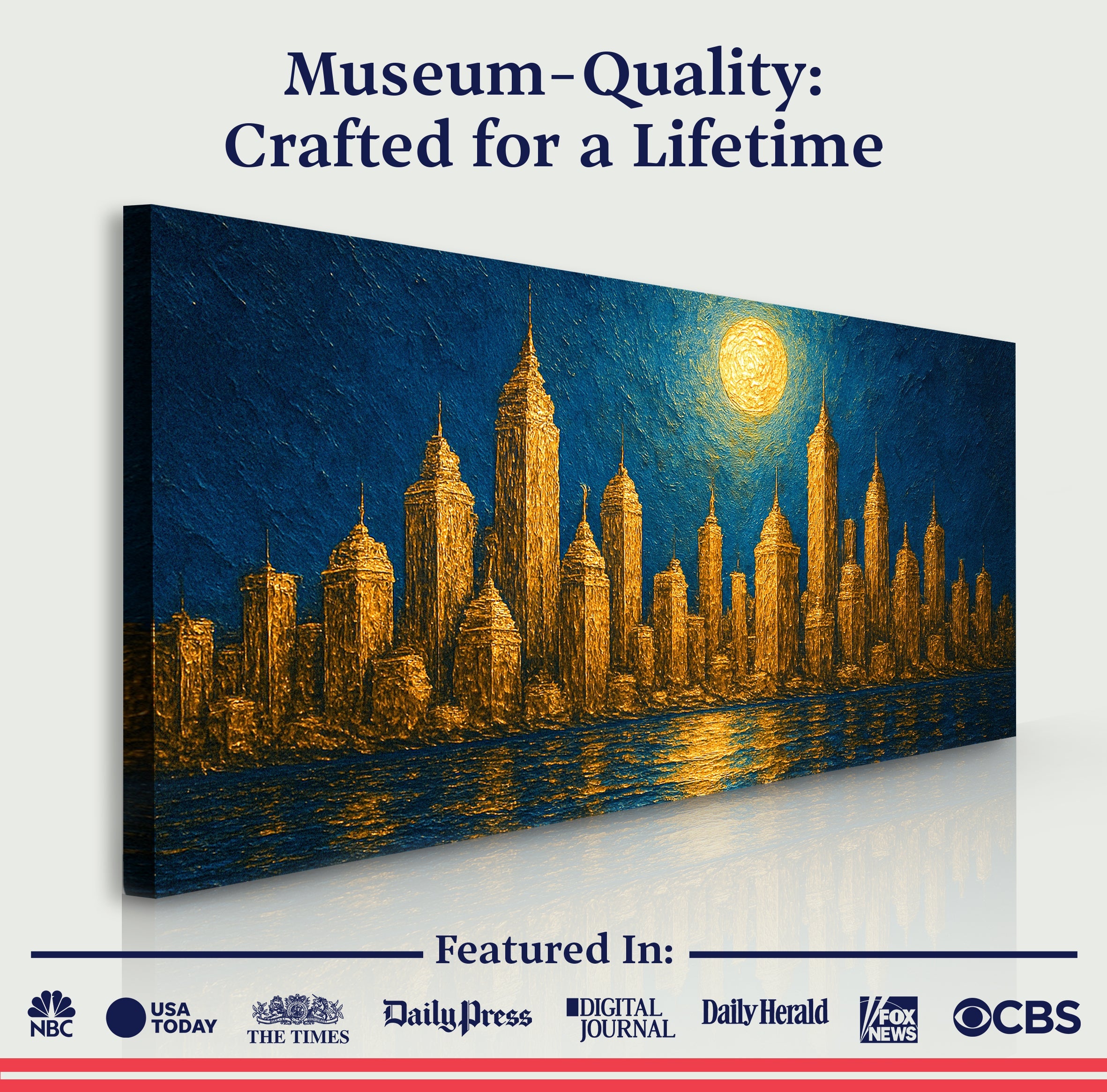 Golden Metropolis Cityscape Impasto Wall Art on sale at MyriadMart