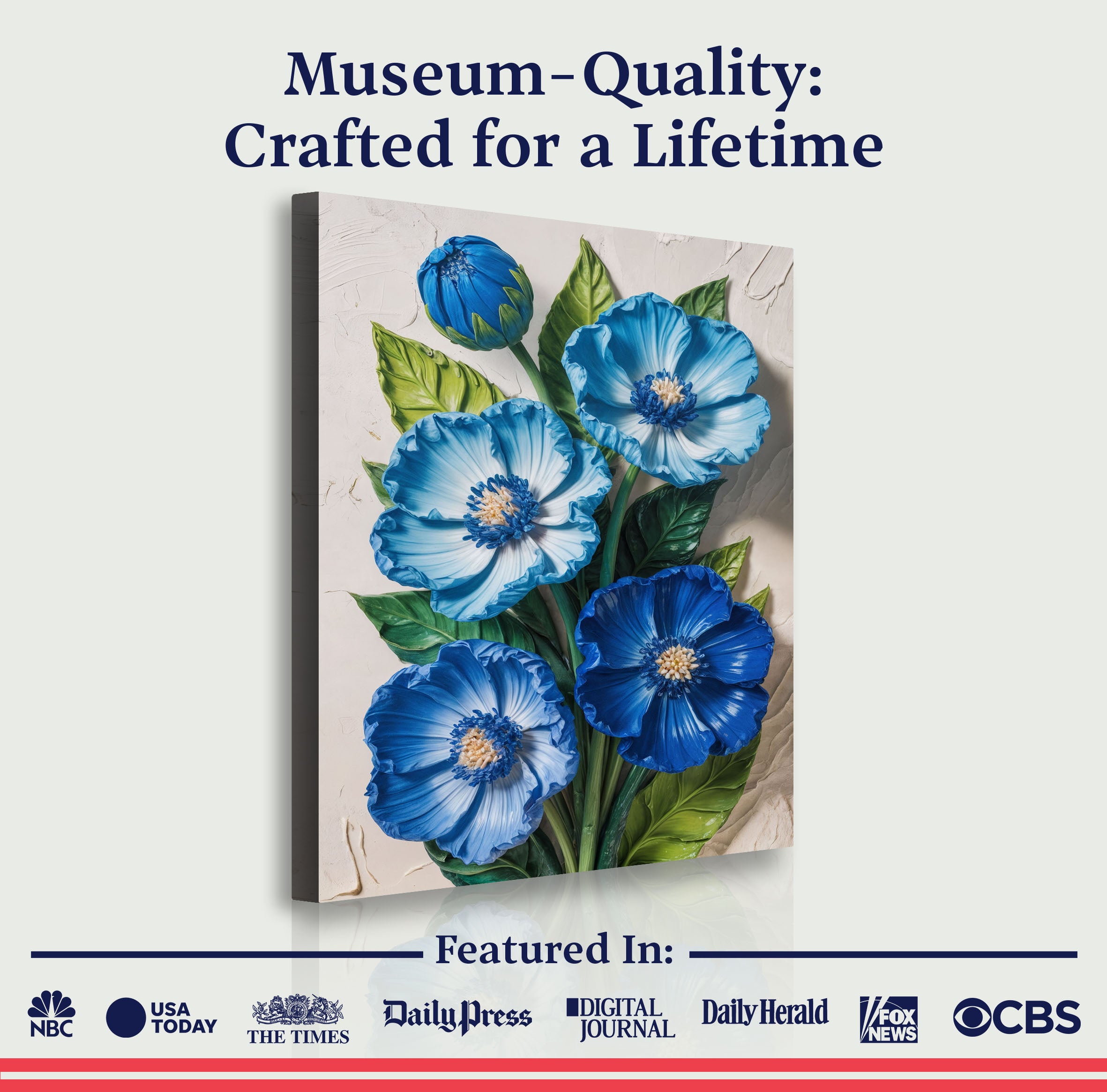 Blue Blossom Bouquet Impasto Wall Art on sale at MyriadMart