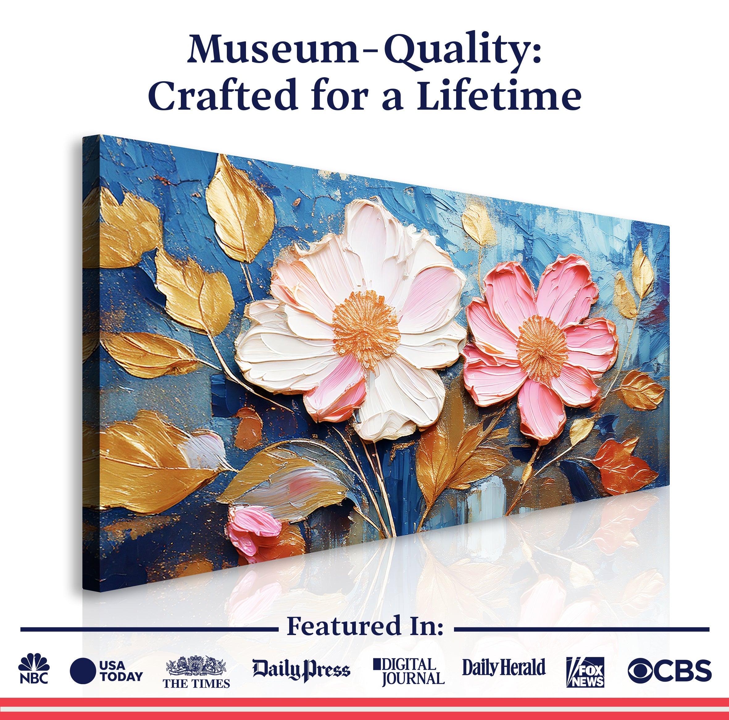 Golden Petals Impasto Wall Art on sale at MyriadMart