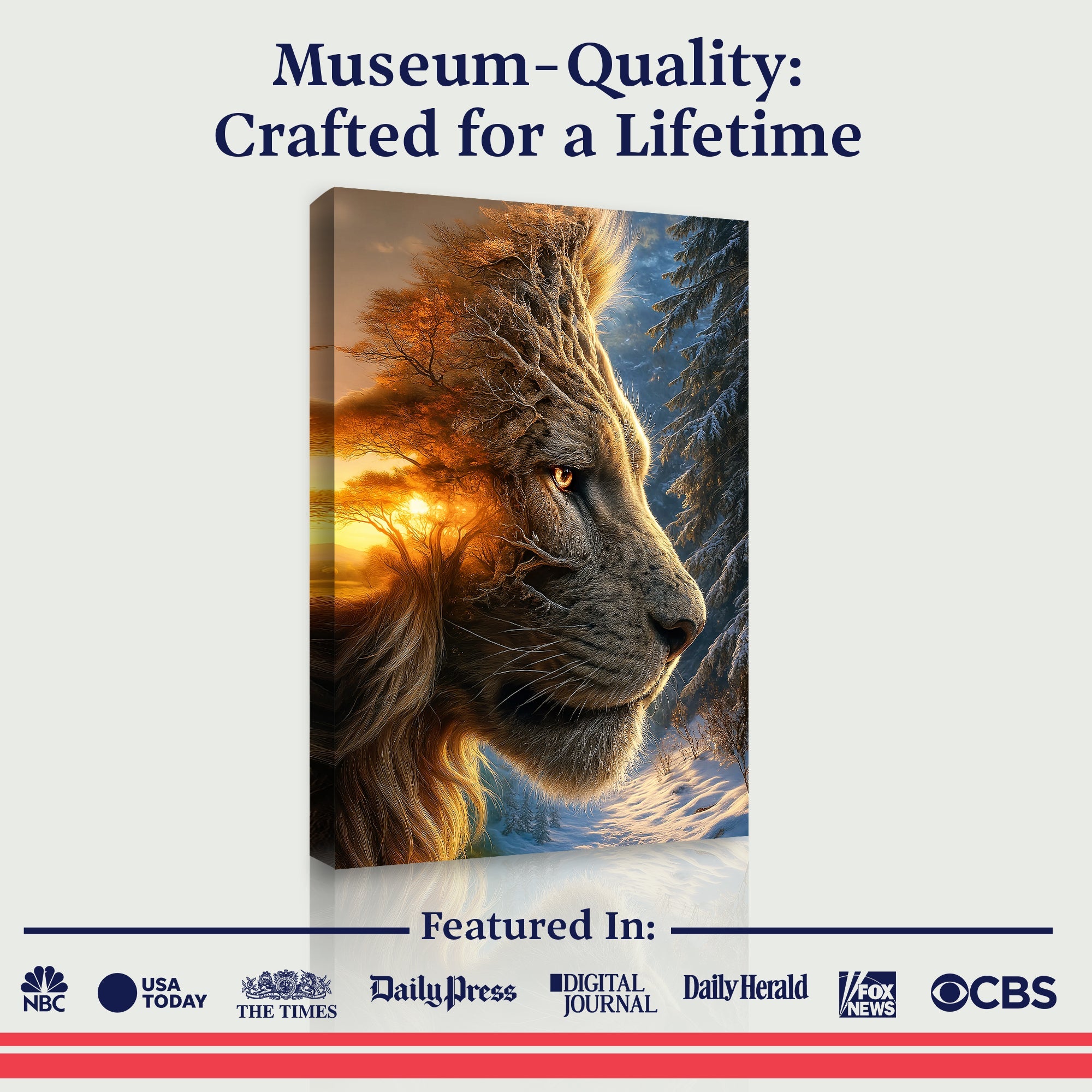 Lion Winter Summer Surrealism Wall Art on sale at MyriadMart