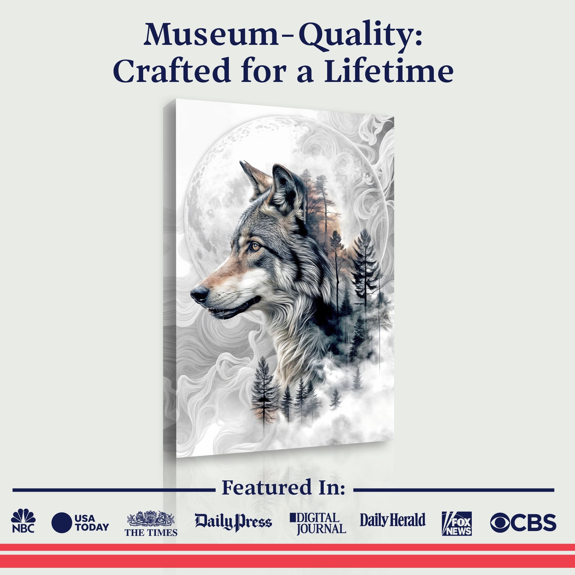 Wolf Double Exposure Wall Art on sale at MyriadMart