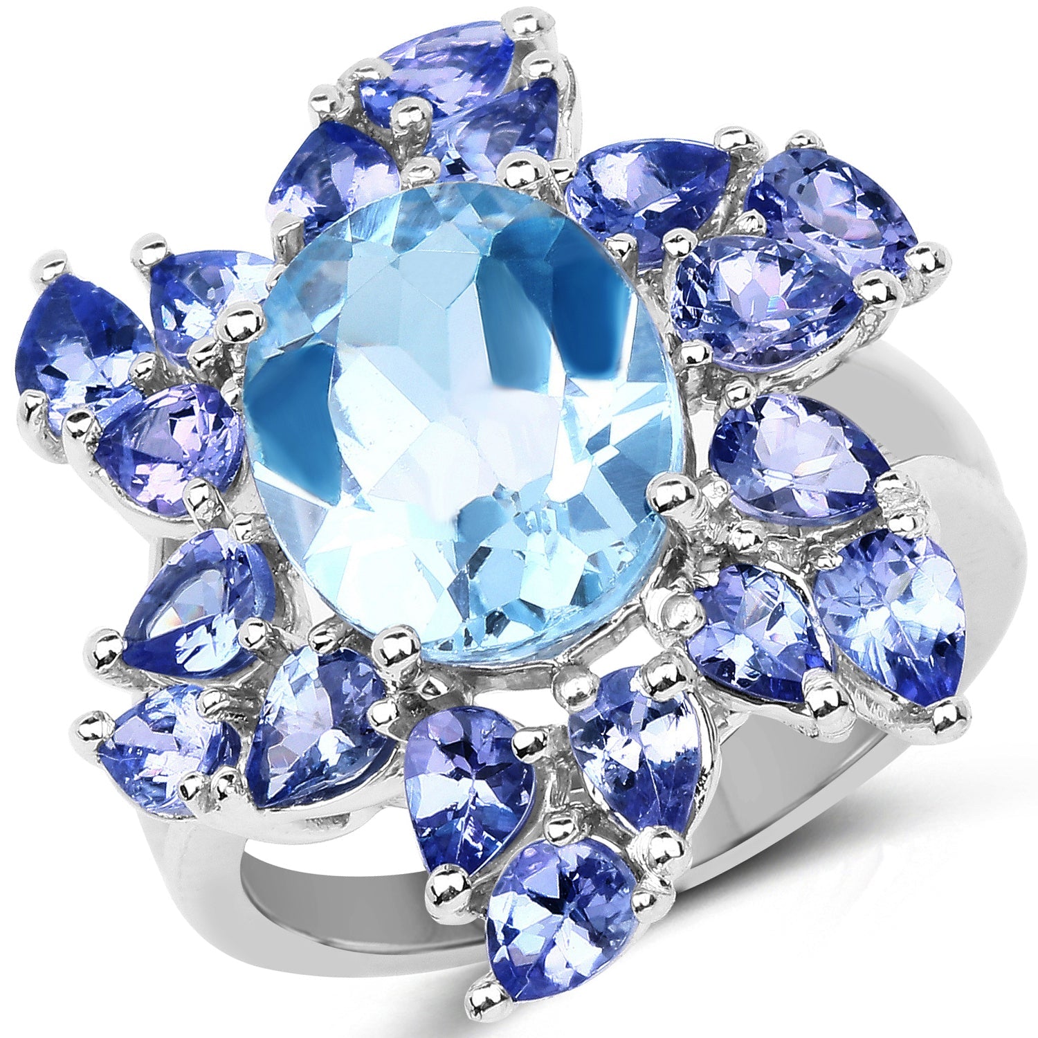 6.52 Carat Genuine Blue Topaz & Tanzanite .925 Sterling Silver Ring on sale at MyriadMart