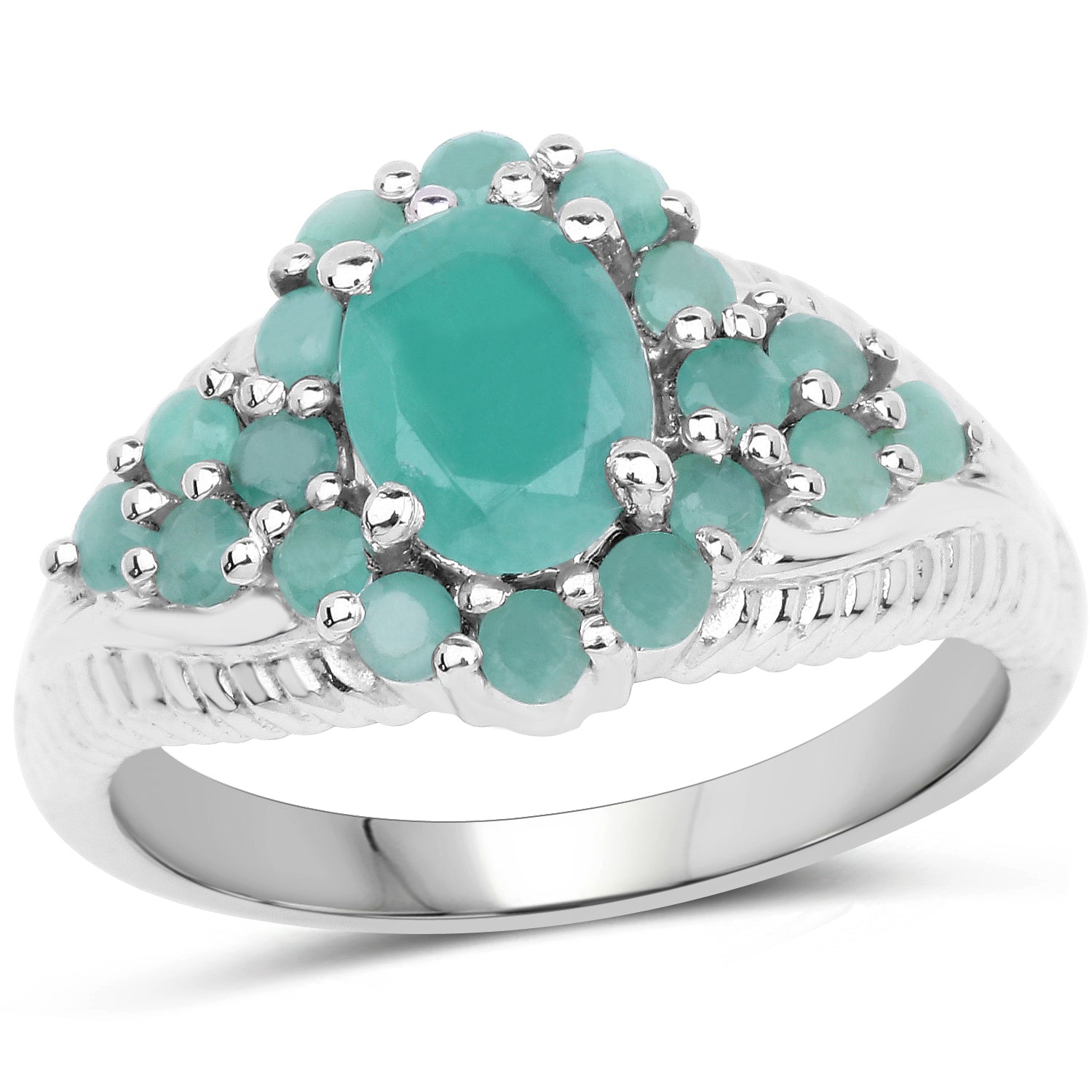 2.13 Carat Genuine Emerald .925 Sterling Silver Ring on sale at MyriadMart