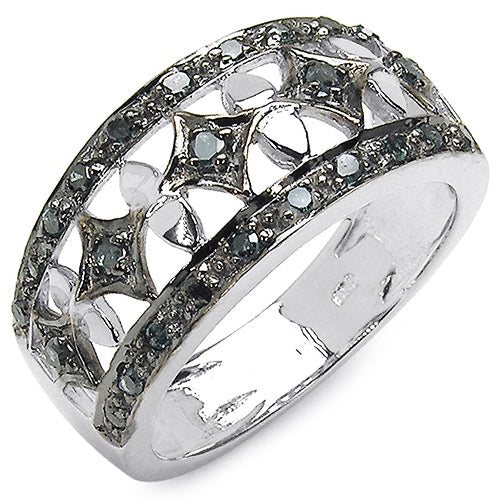 0.29 Carat Genuine Blue Diamond .925 Sterling Silver Ring on sale at MyriadMart