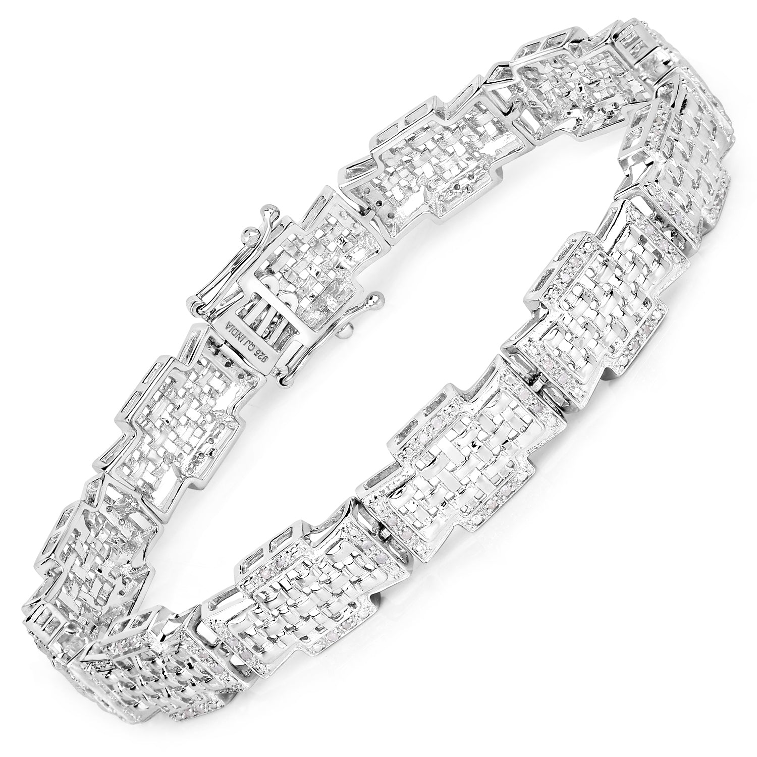 0.48 Carat Genuine White Diamond .925 Sterling Silver Bracelet on sale at MyriadMart