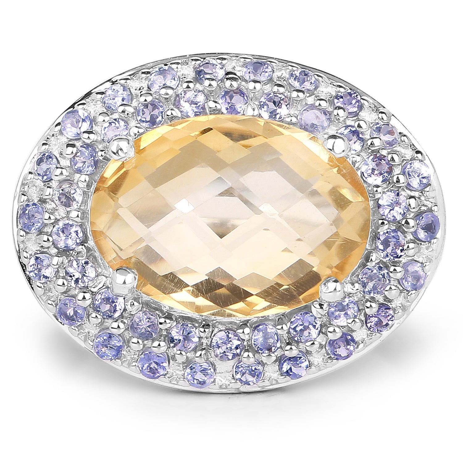 5.78 Carat Genuine Citrine and Tanzanite .925 Sterling Silver Ring on sale at MyriadMart