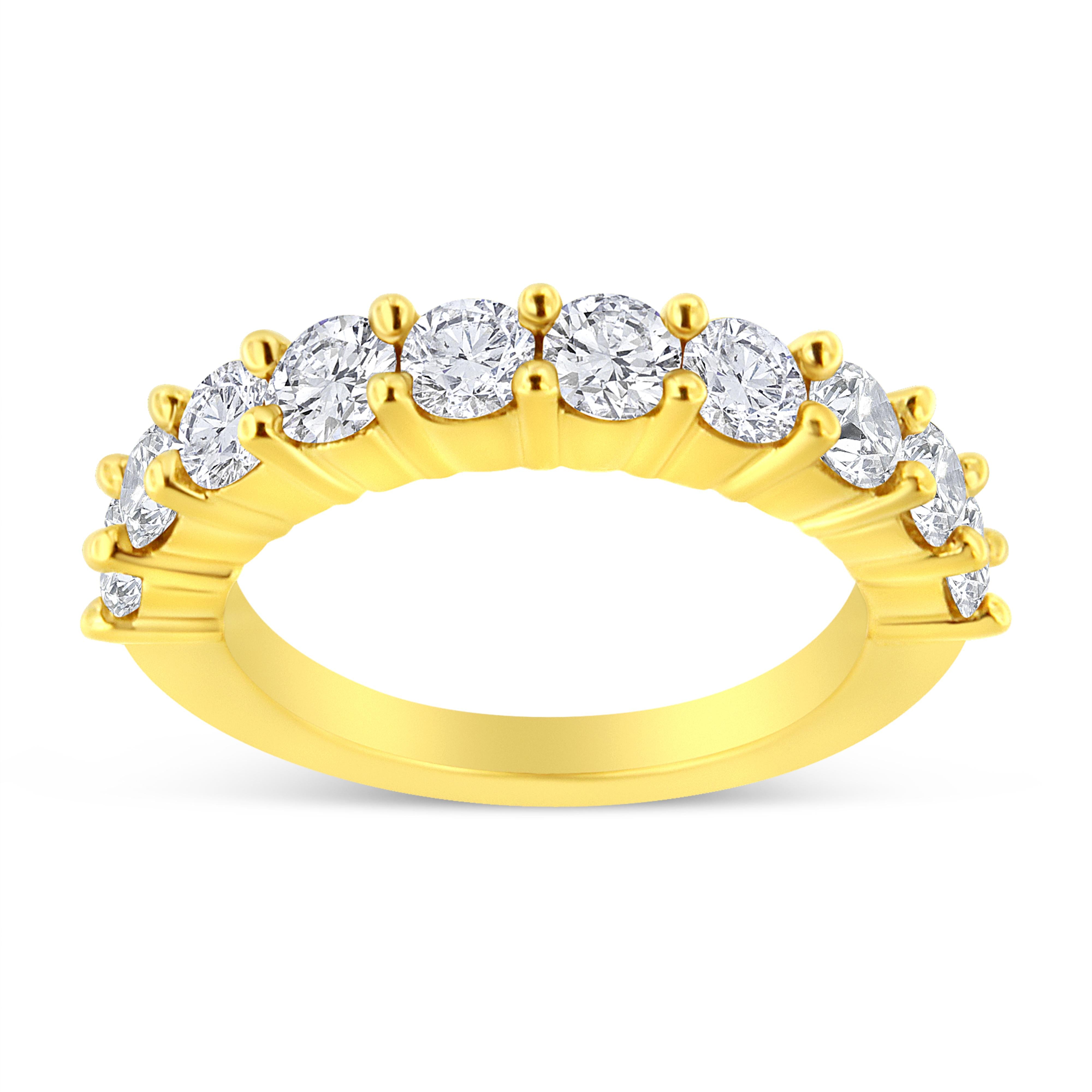 14K Yellow Gold Plated .925 Sterling Silver 2.0 Cttw Round Brilliant Cut Diamond 10 Stone Anniversary Band Ring J-K Color, I1-I2 Clarity - Size 7 on sale at MyriadMart