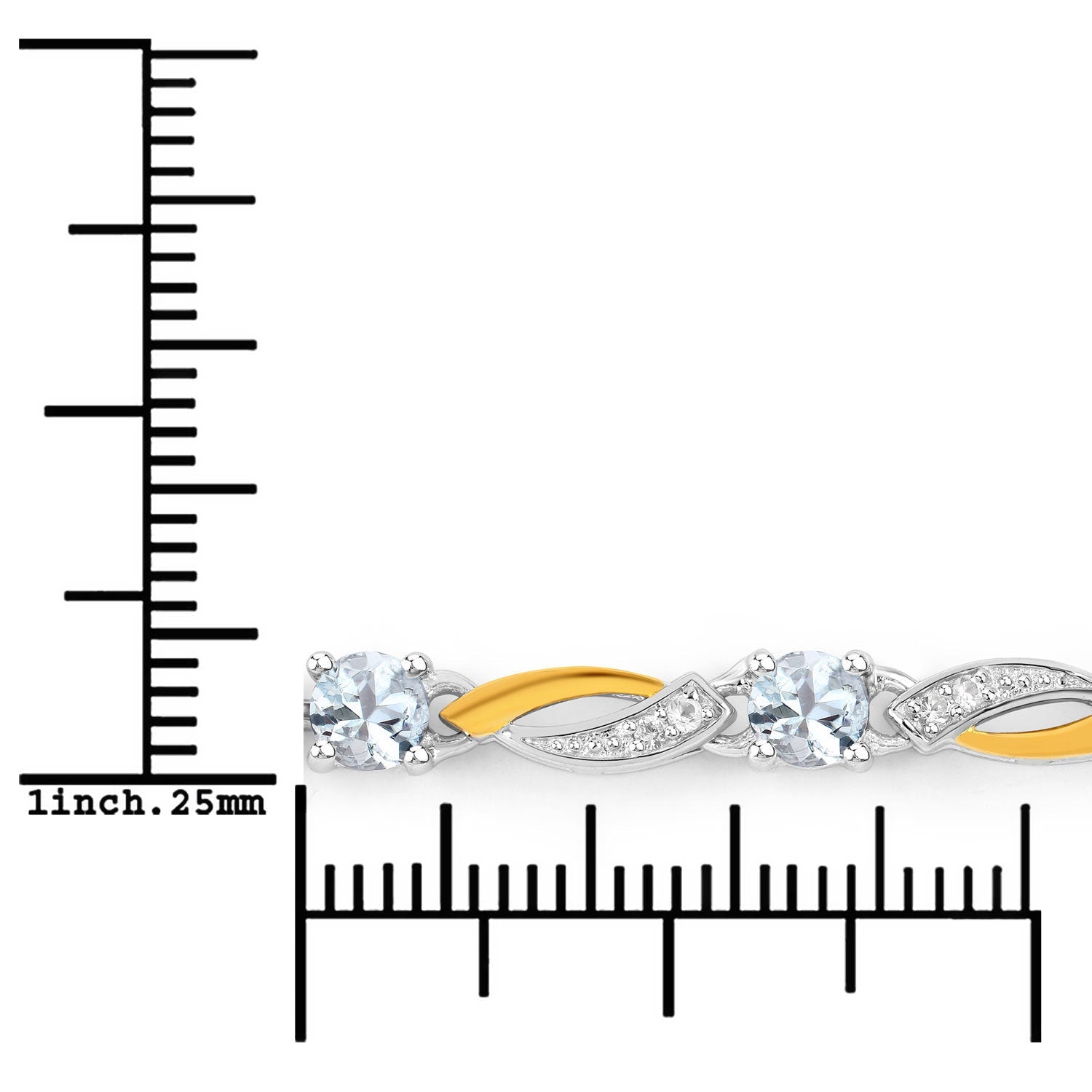 0.74 Carat Genuine Aquamarine and White Sapphire .925 Sterling Silver Bracelet on sale at MyriadMart
