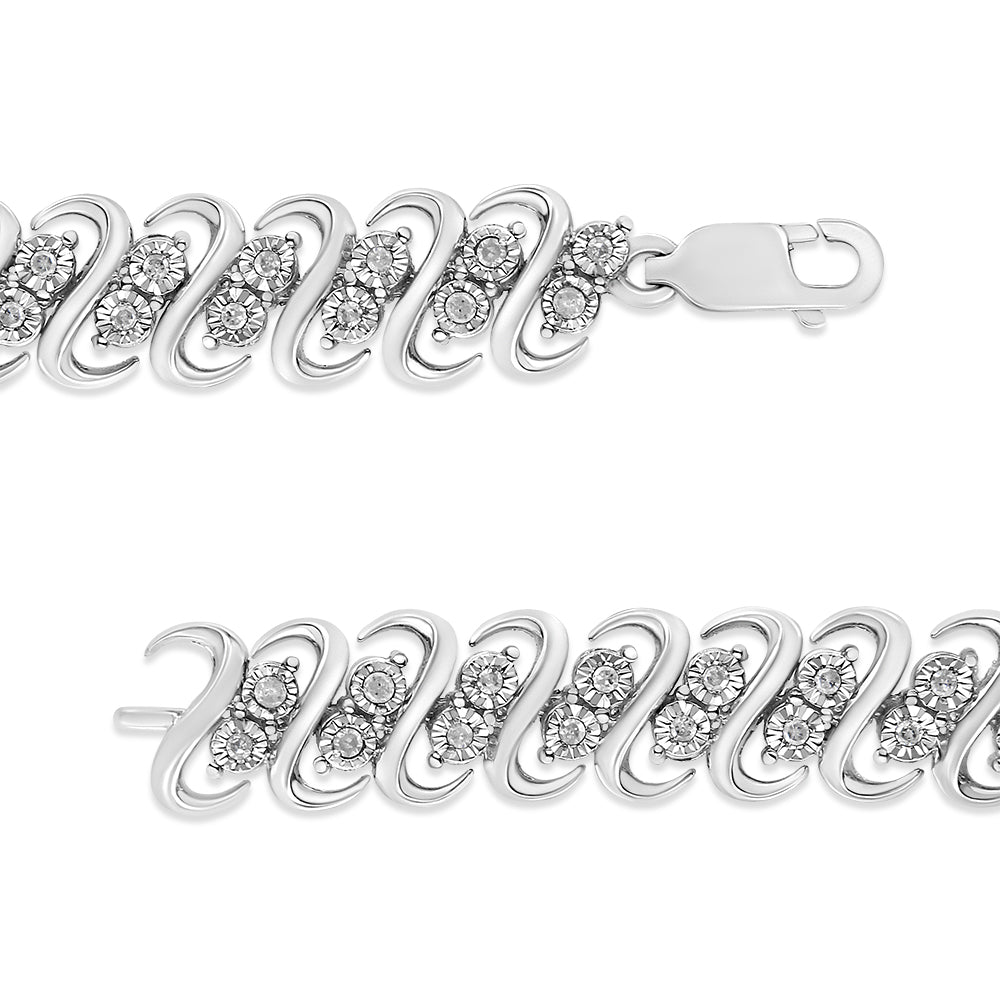 .925 Sterling Silver 1/2 Cttw Diamond Double Row S-Link Bracelet I-J Color, I2-I3 Clarity - 7.5" Inches on sale at MyriadMart