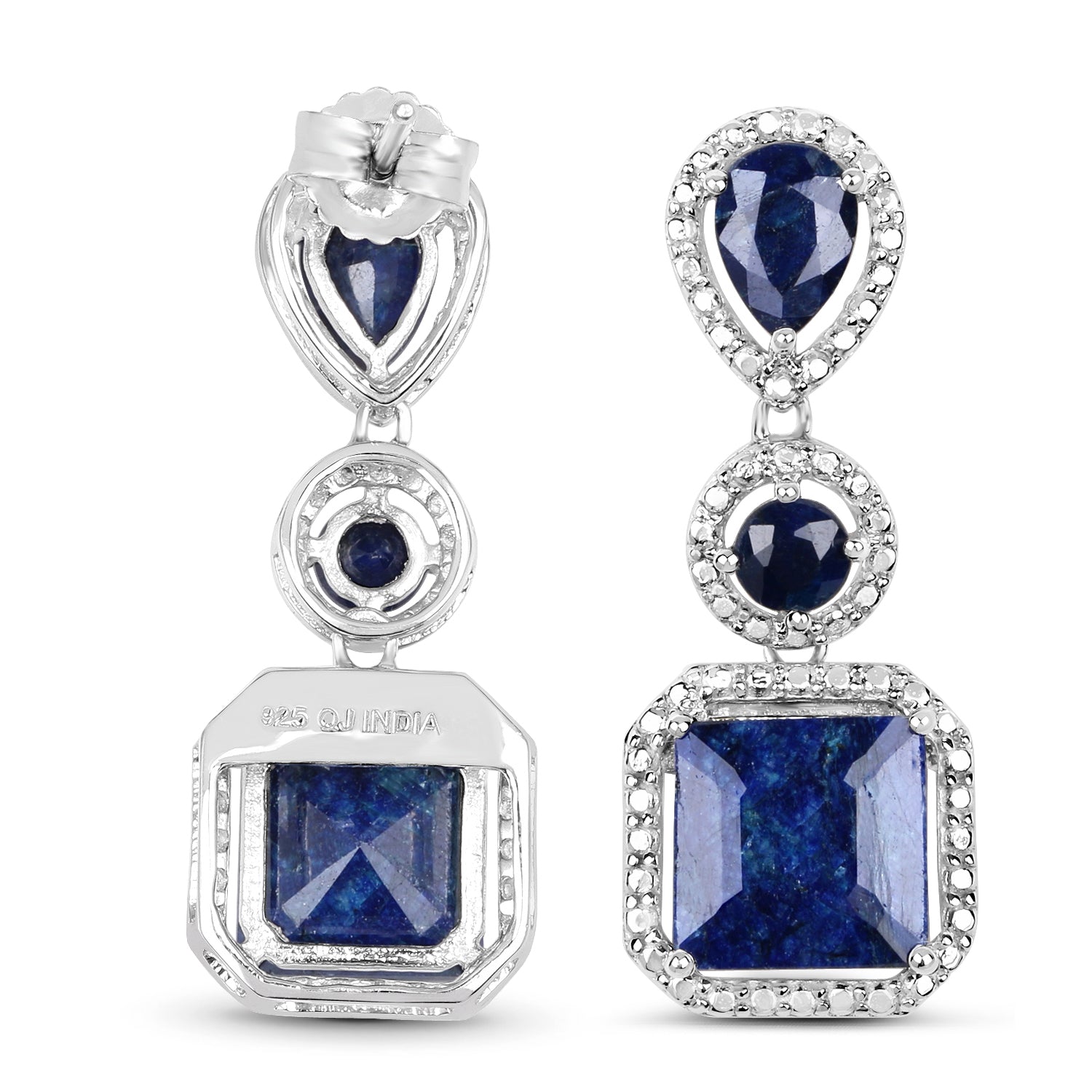 11.62 Carat Dyed Sapphire .925 Sterling Silver Earrings on sale at MyriadMart