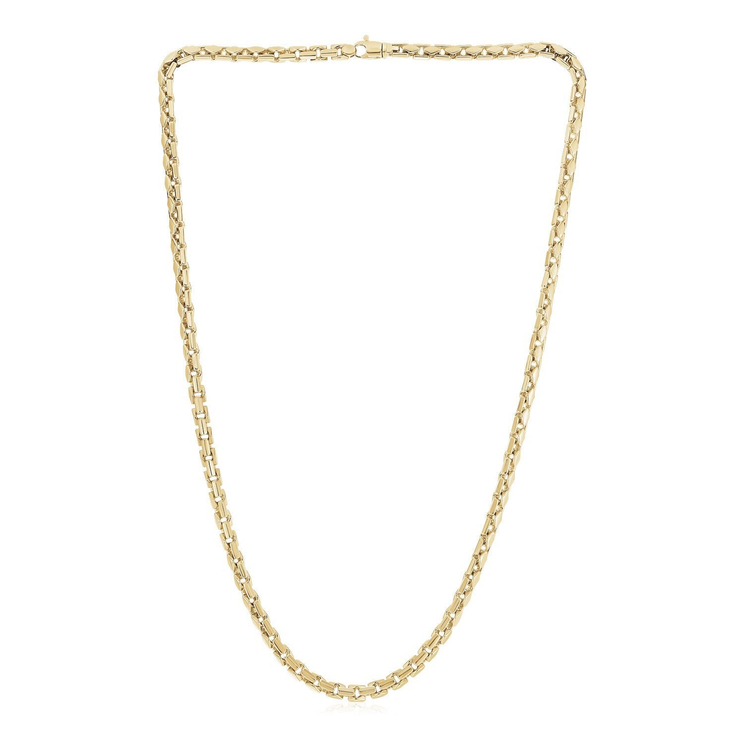 14k Yellow Gold High Polish Mens Fancy Box Necklace 5.0mm on sale at MyriadMart