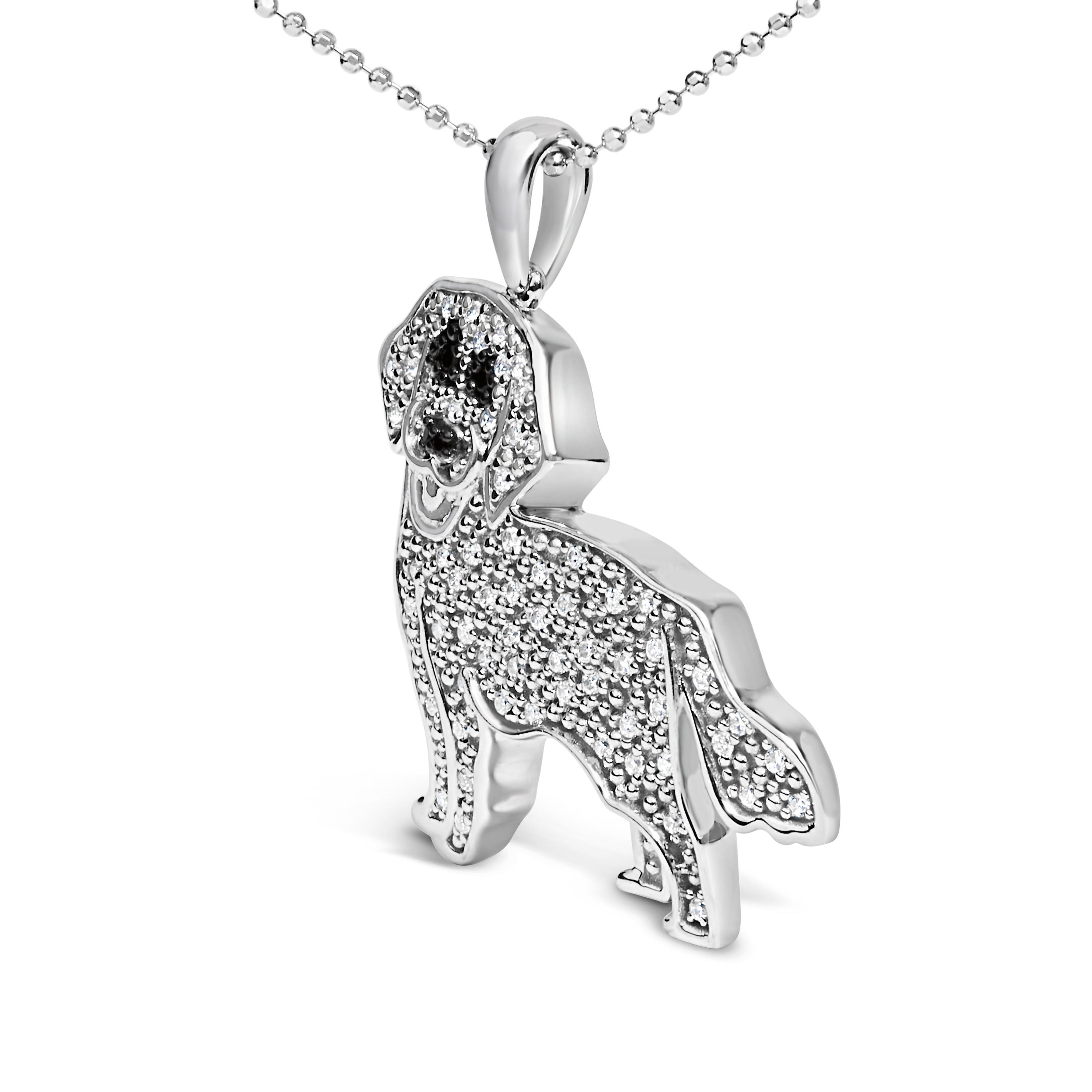 .925 Sterling Silver 1/3 Cttw White and Black Diamond Labrador Retriever Dog Pendant Necklace I-J Color, I2-I3 Clarity - 18" Inches on sale at MyriadMart
