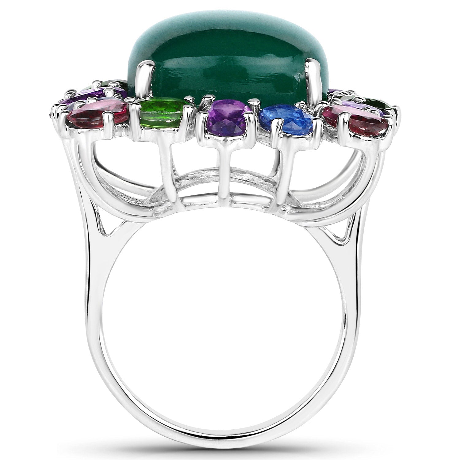 26.67 Carat Genuine Multi Stones .925 Sterling Silver Ring on sale at MyriadMart