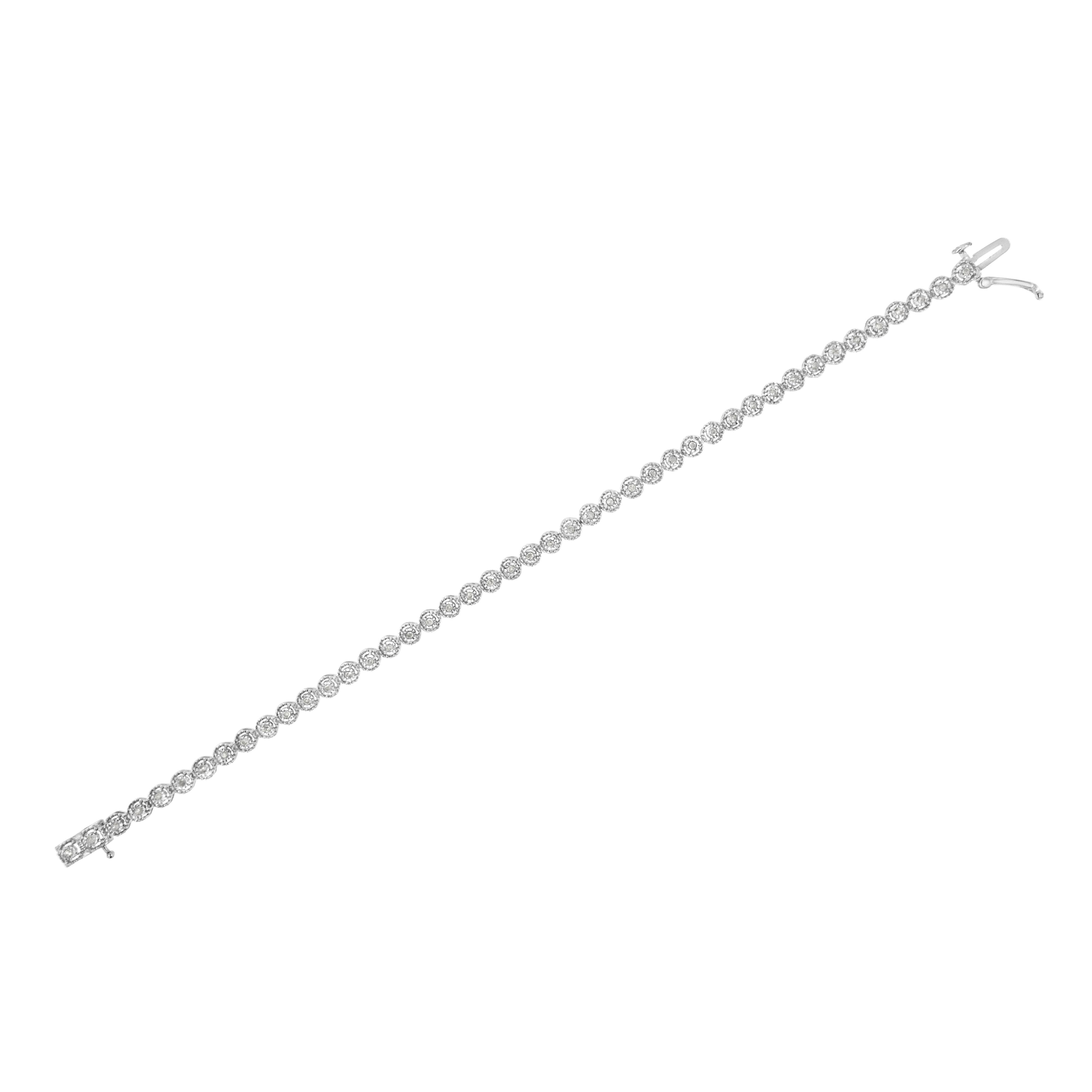 .925 Sterling Silver 1/2 Cttw Miracle Set Round Diamond Bezel Design Link Bracelet I-J Color, I2-I3 Clarity - 7.25" on sale at MyriadMart
