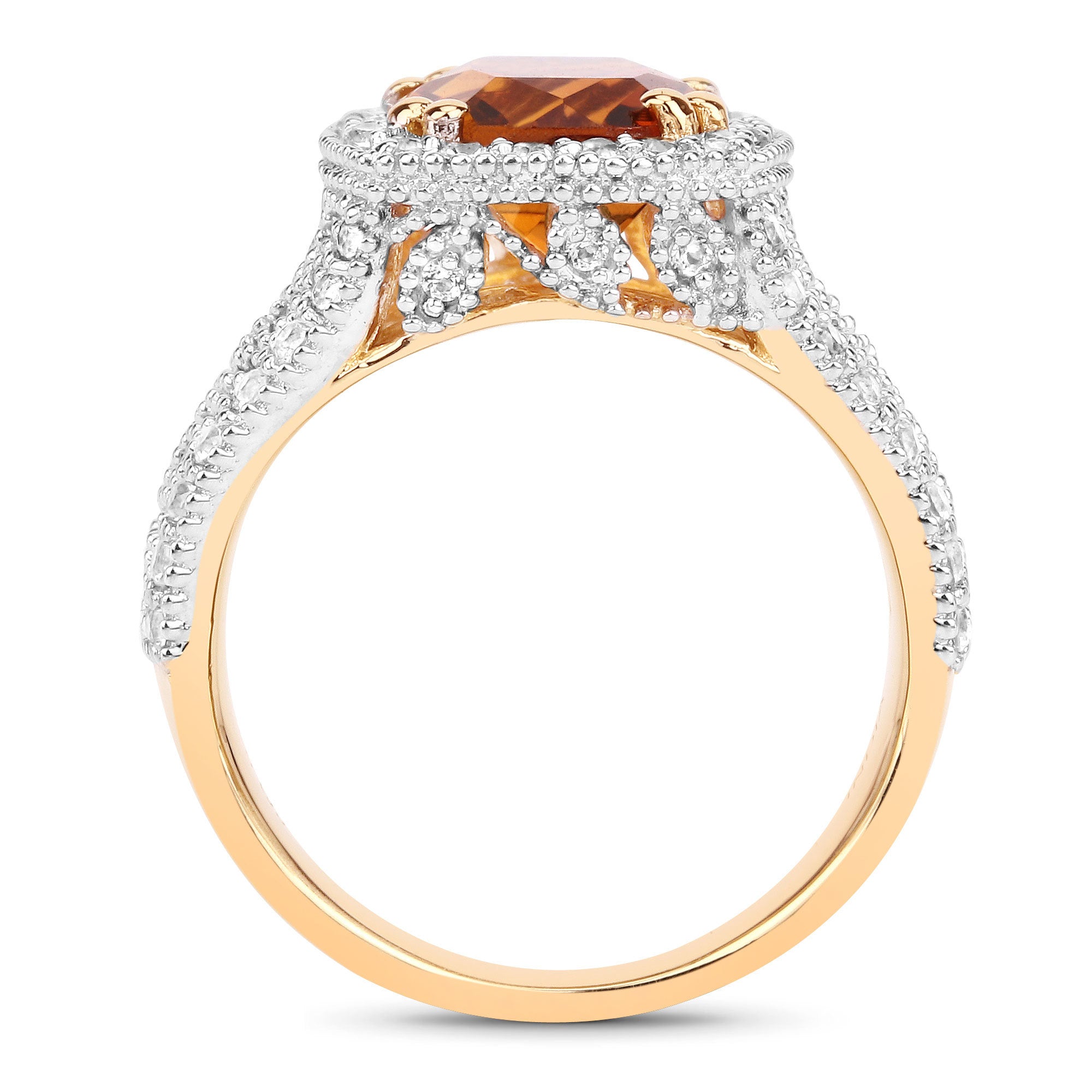 3.71 Carat Genuine Citrine and White Topaz .925 Sterling Silver Ring on sale at MyriadMart