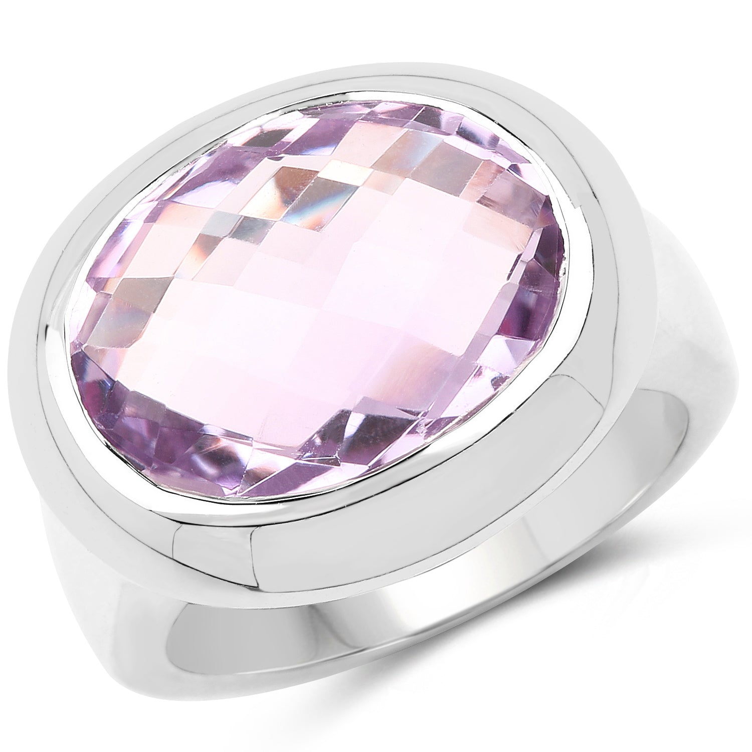 8.00 Carat Genuine Pink Amethyst .925 Sterling Silver Ring on sale at MyriadMart