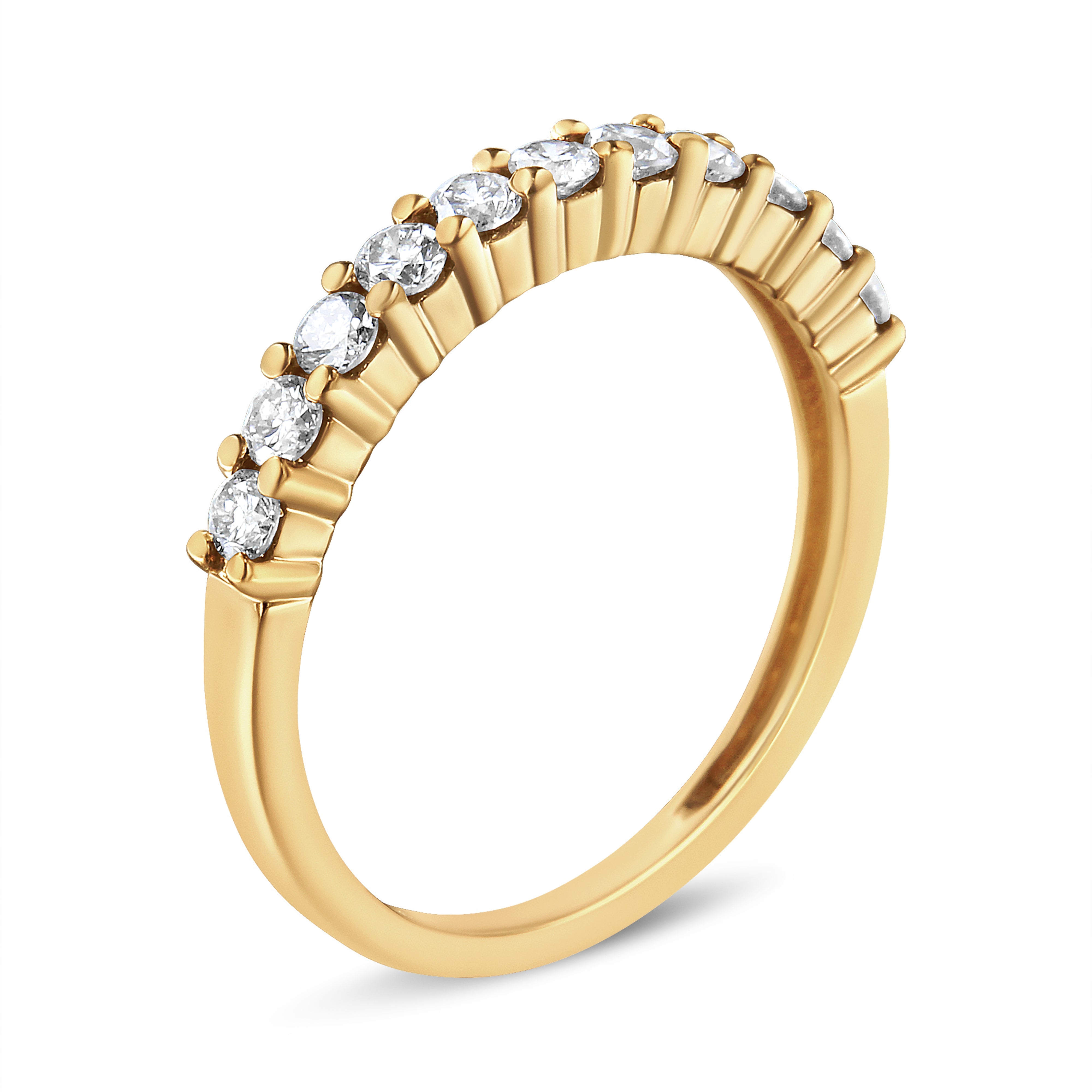 IGI Certified 1/2 Cttw Diamond 10K Yellow Gold Prong Set Fluted Band Style Wedding Ring J-K Color, I1-I2 Clarity - Size 7 on sale at MyriadMart