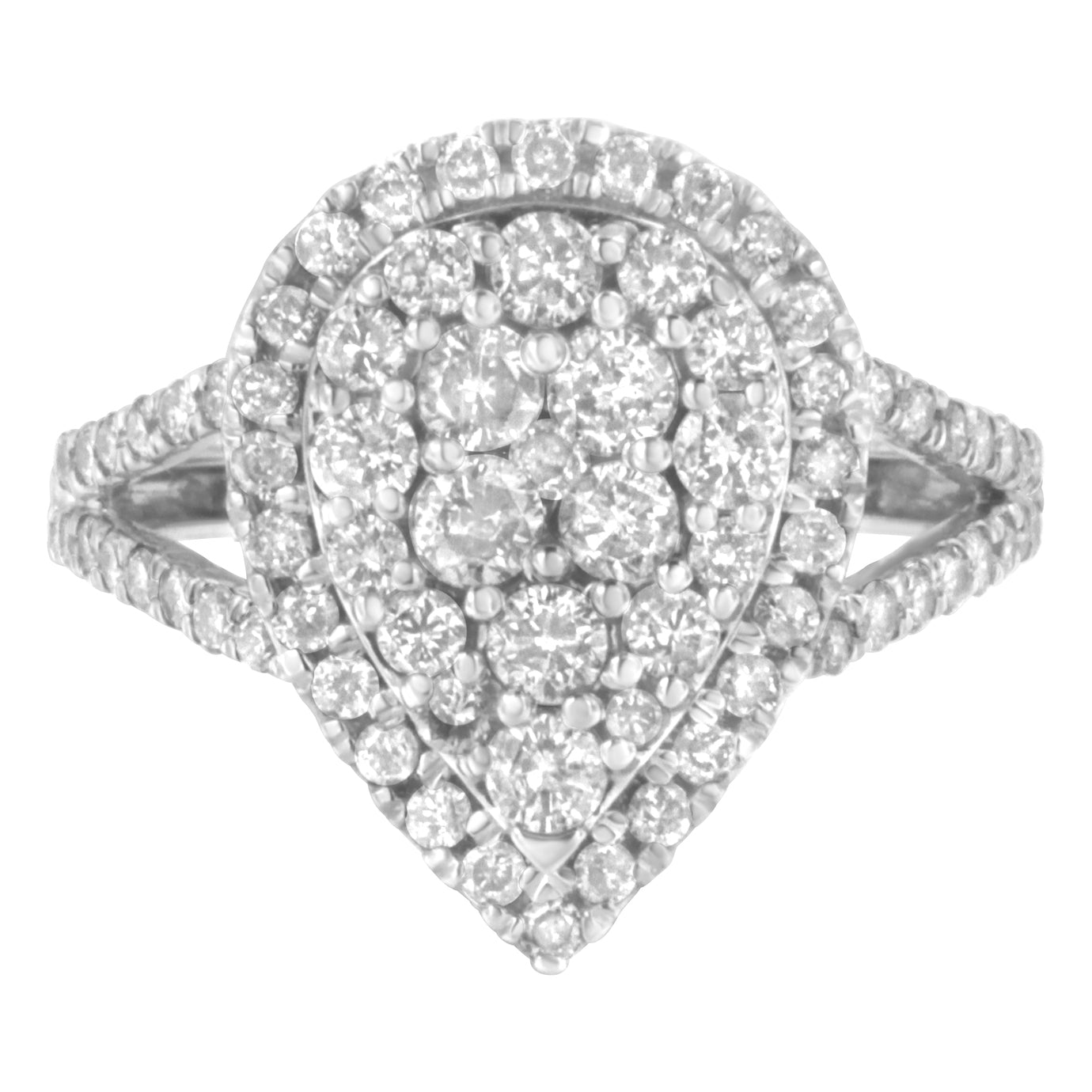.925 Sterling Silver Diamond Cluster Ring 1 1/2 Cttw, H-I Color, I1-I2 Clarity - Size 6 on sale at MyriadMart