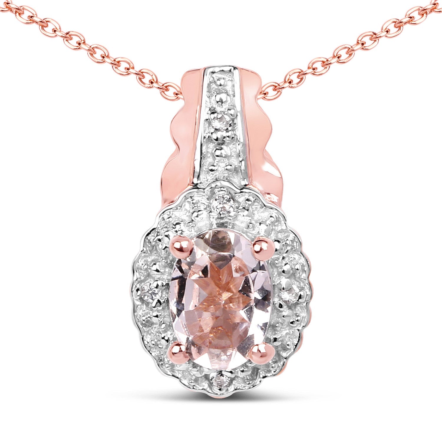 2.28 Carat Genuine Morganite and White Topaz .925 Sterling Silver 3 Piece Jewelry Set Ring, Earrings, and Pendant w/ Chain on sale at MyriadMart