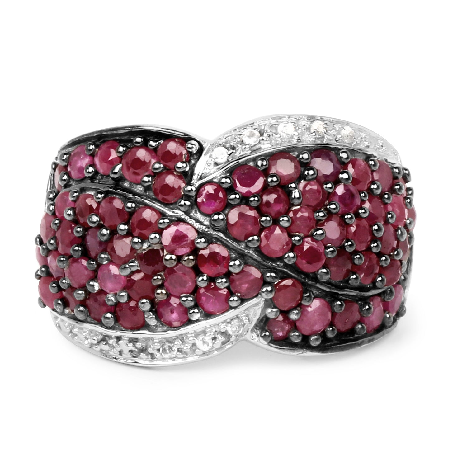 3.06 Carat Genuine Ruby & White Topaz .925 Sterling Silver Ring on sale at MyriadMart