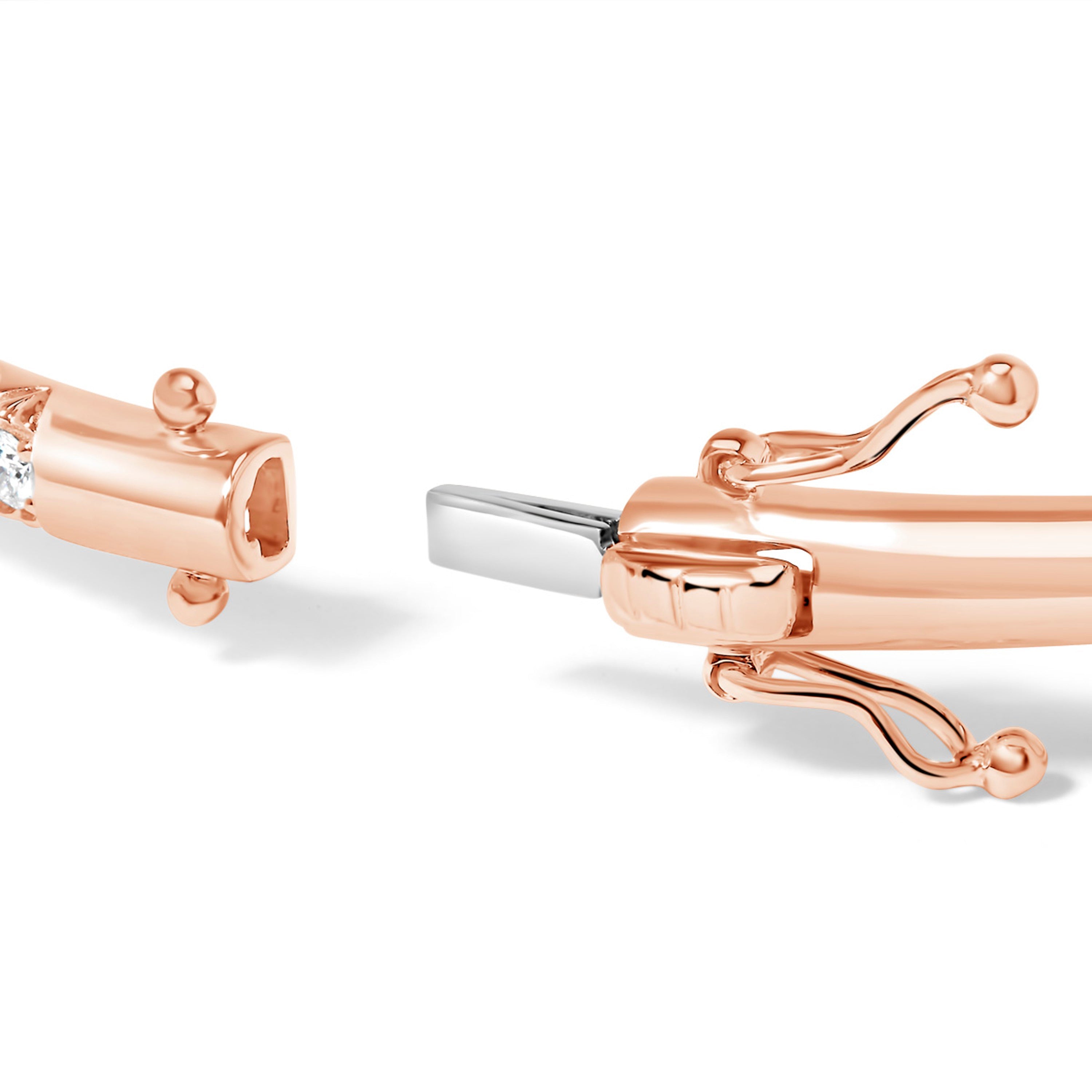 14K Rose Gold 1.00 Cttw Half Eternity Diamond Bangle Bracelet G-H Color, SI2-I1 Clarity - 7" Inches on sale at MyriadMart