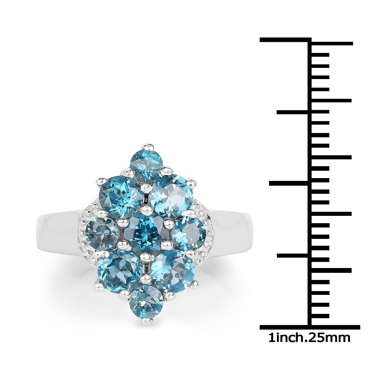 2.16 Carat Genuine London Blue Topaz .925 Sterling Silver Ring on sale at MyriadMart