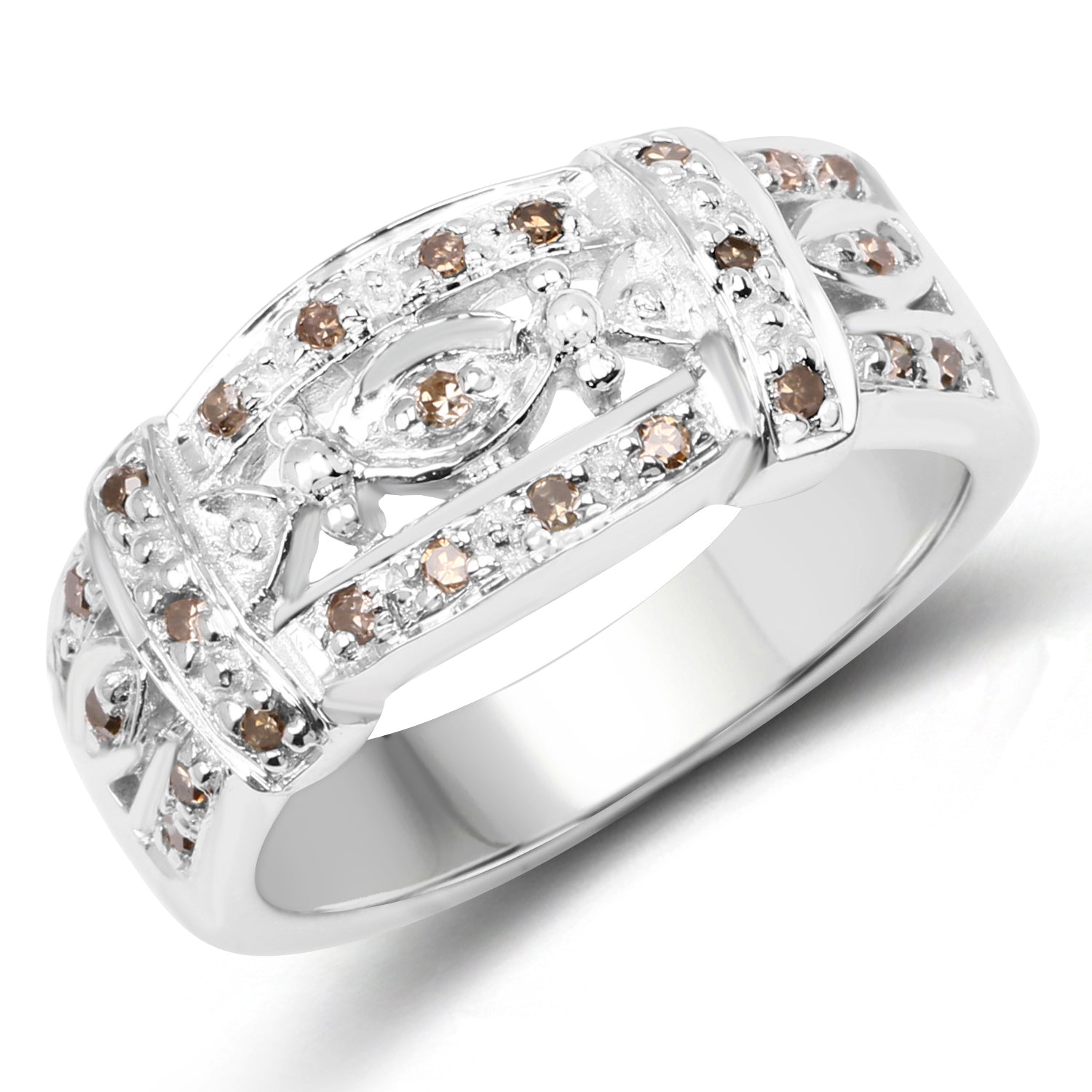 0.32 Carat Genuine Champagne Diamond .925 Sterling Silver Ring on sale at MyriadMart