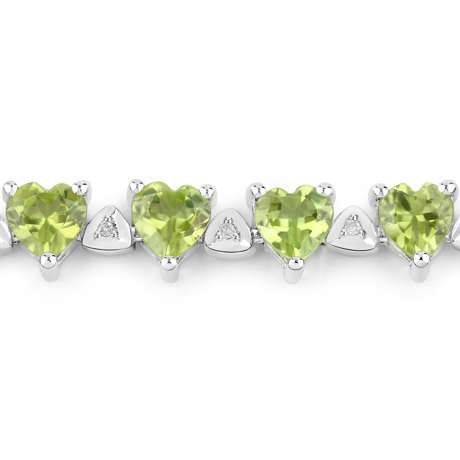 10.24 Carat Genuine Peridot and White Diamond .925 Sterling Silver Bracelet on sale at MyriadMart