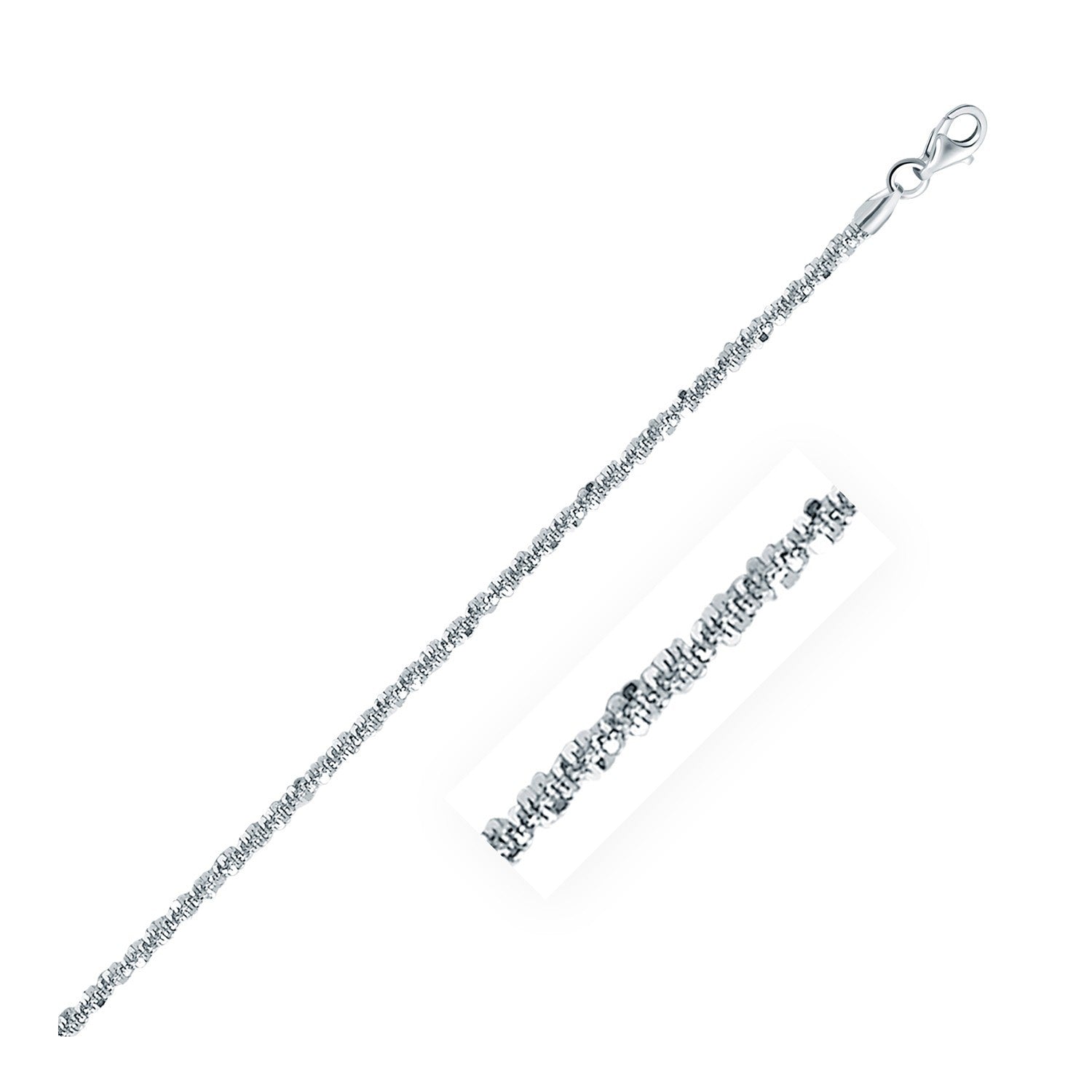 Rhodium Plated 2.2mm Sterling Silver Sparkle Style Chain on sale at MyriadMart