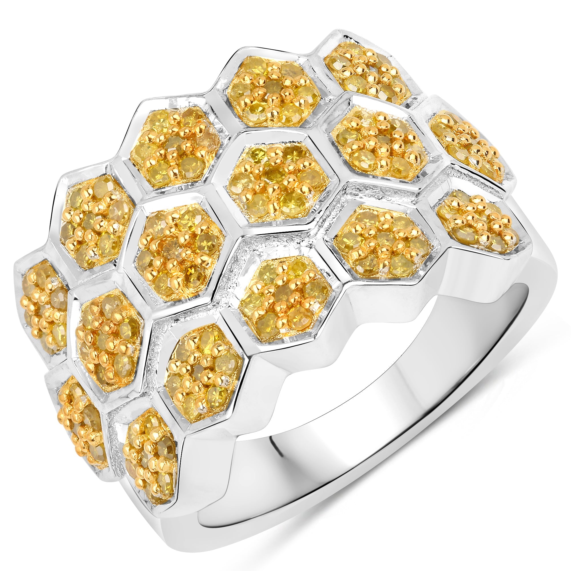 0.75 Carat Genuine Yellow Diamond .925 Sterling Silver Ring on sale at MyriadMart